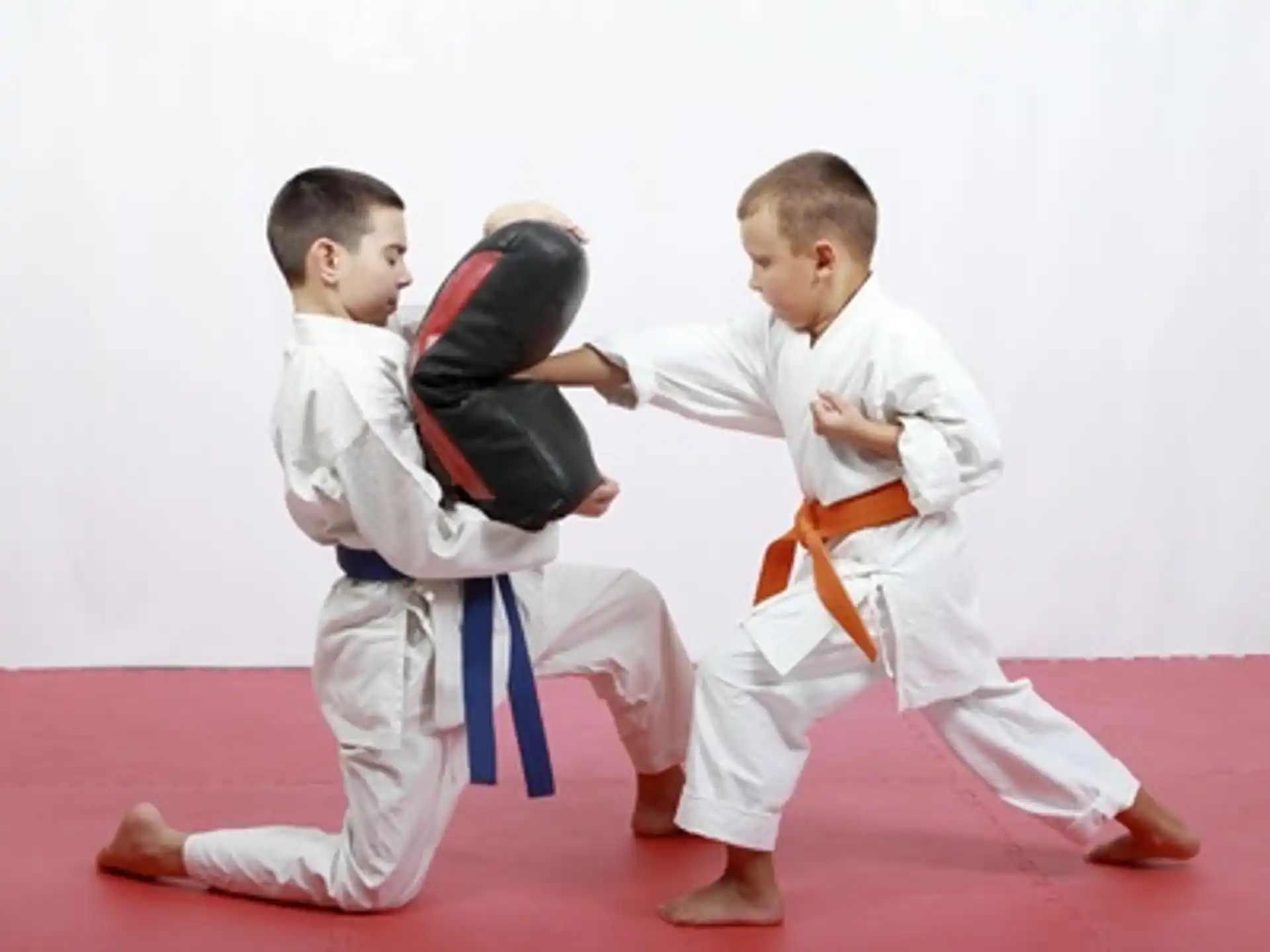 two boys in karate uniforms