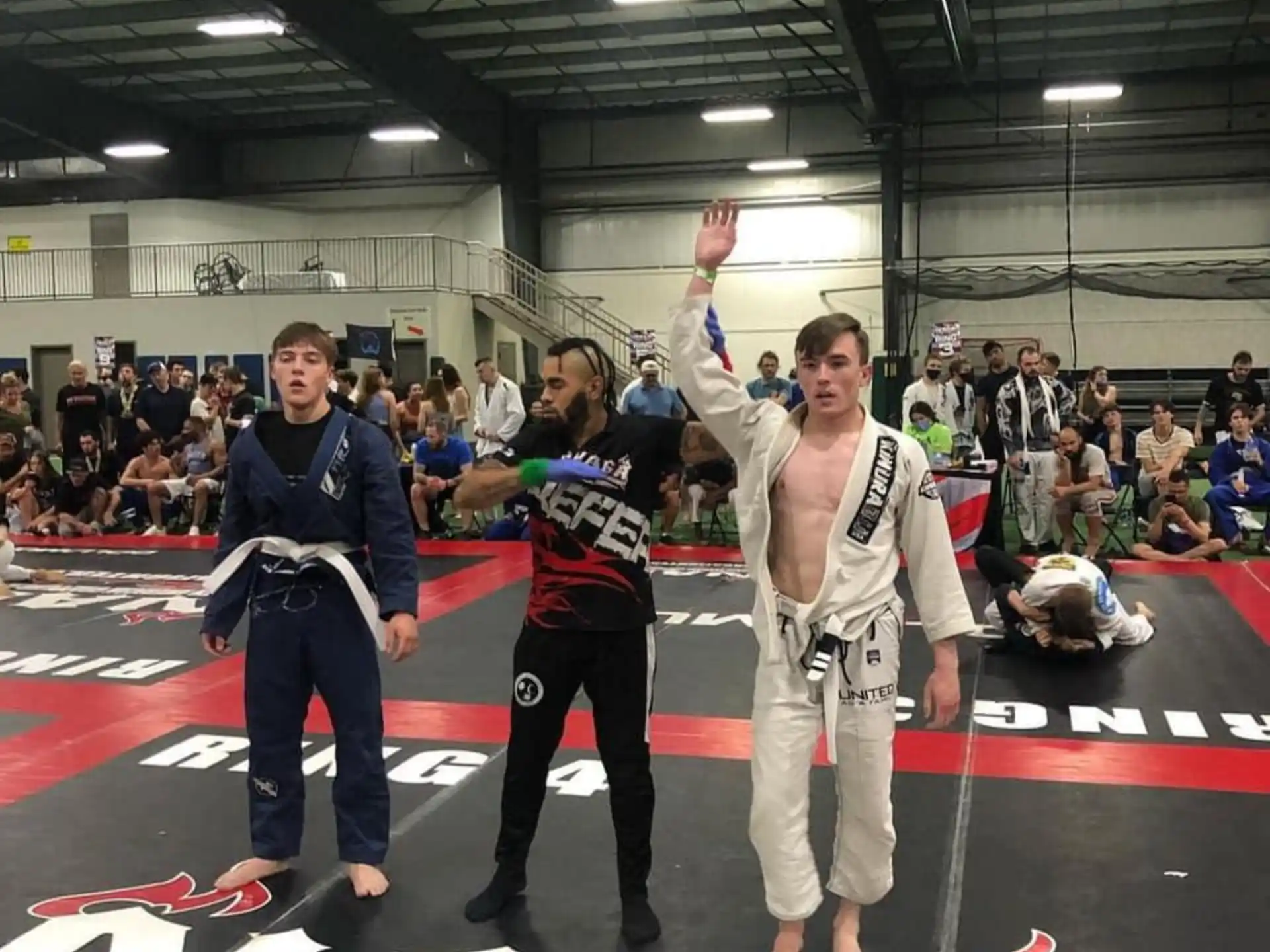a group of people in a gym