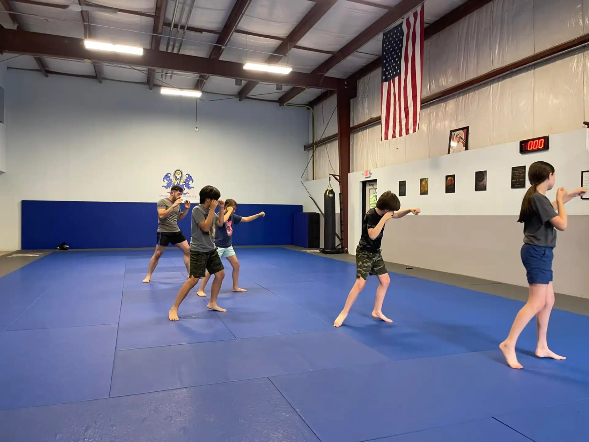 a group of people in a gym