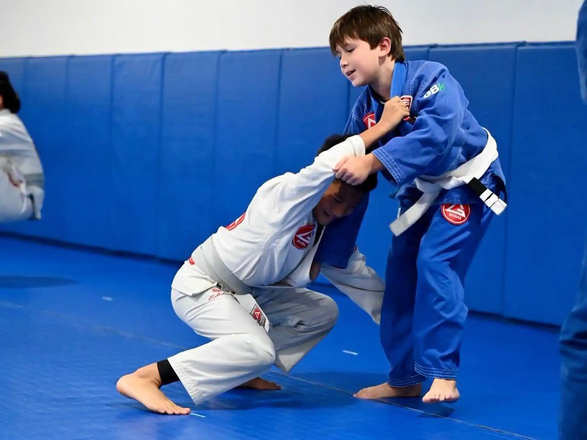 two people in karate uniforms