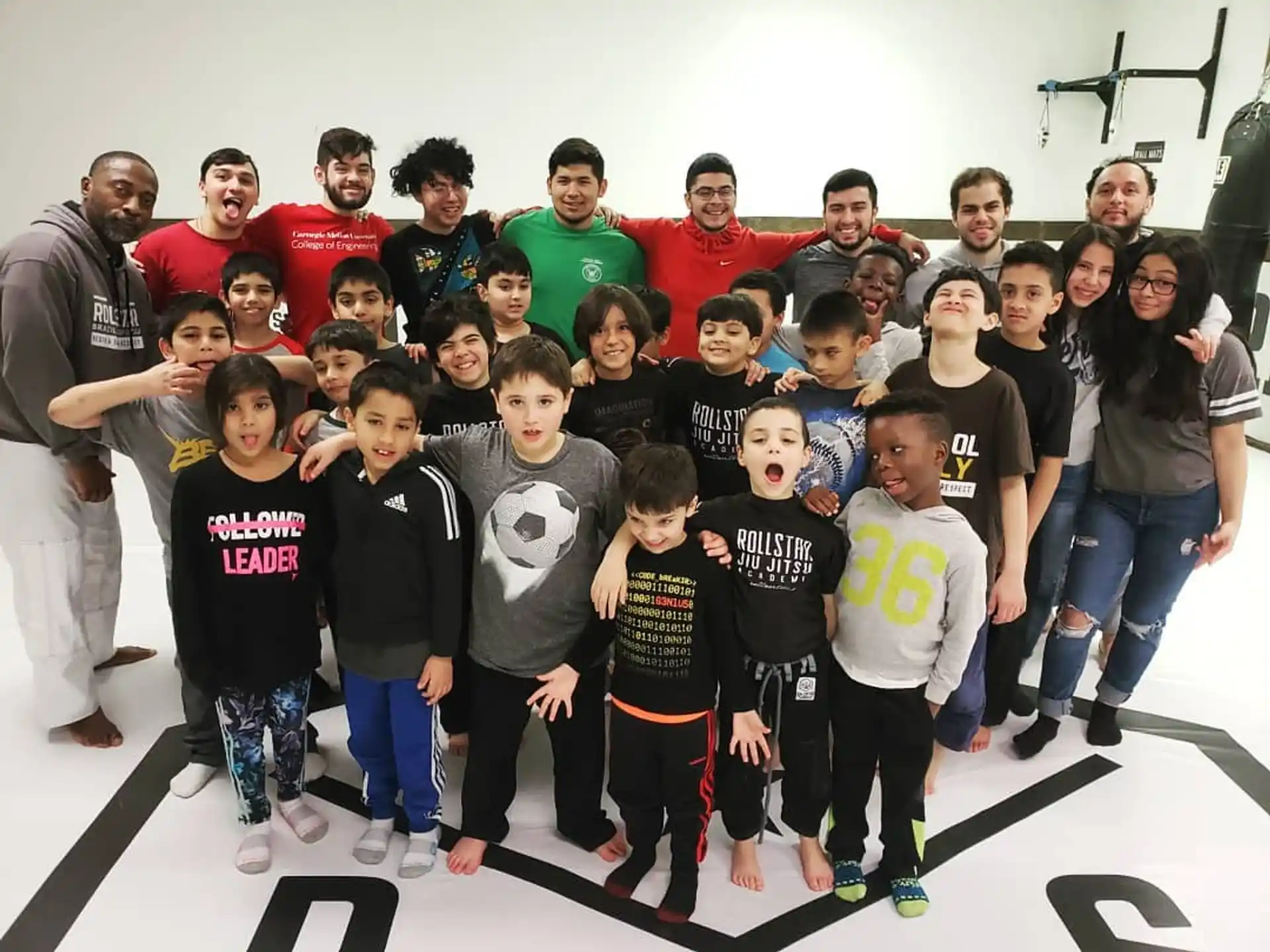 a group of people posing for a photo
