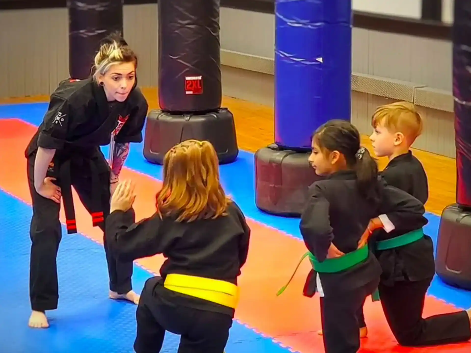 a group of children in a gym