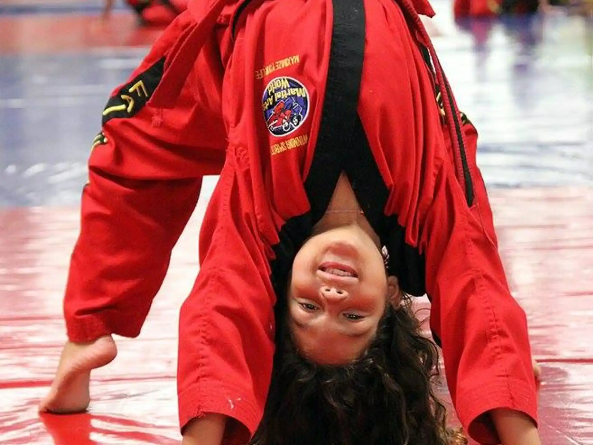 a person in a red jacket