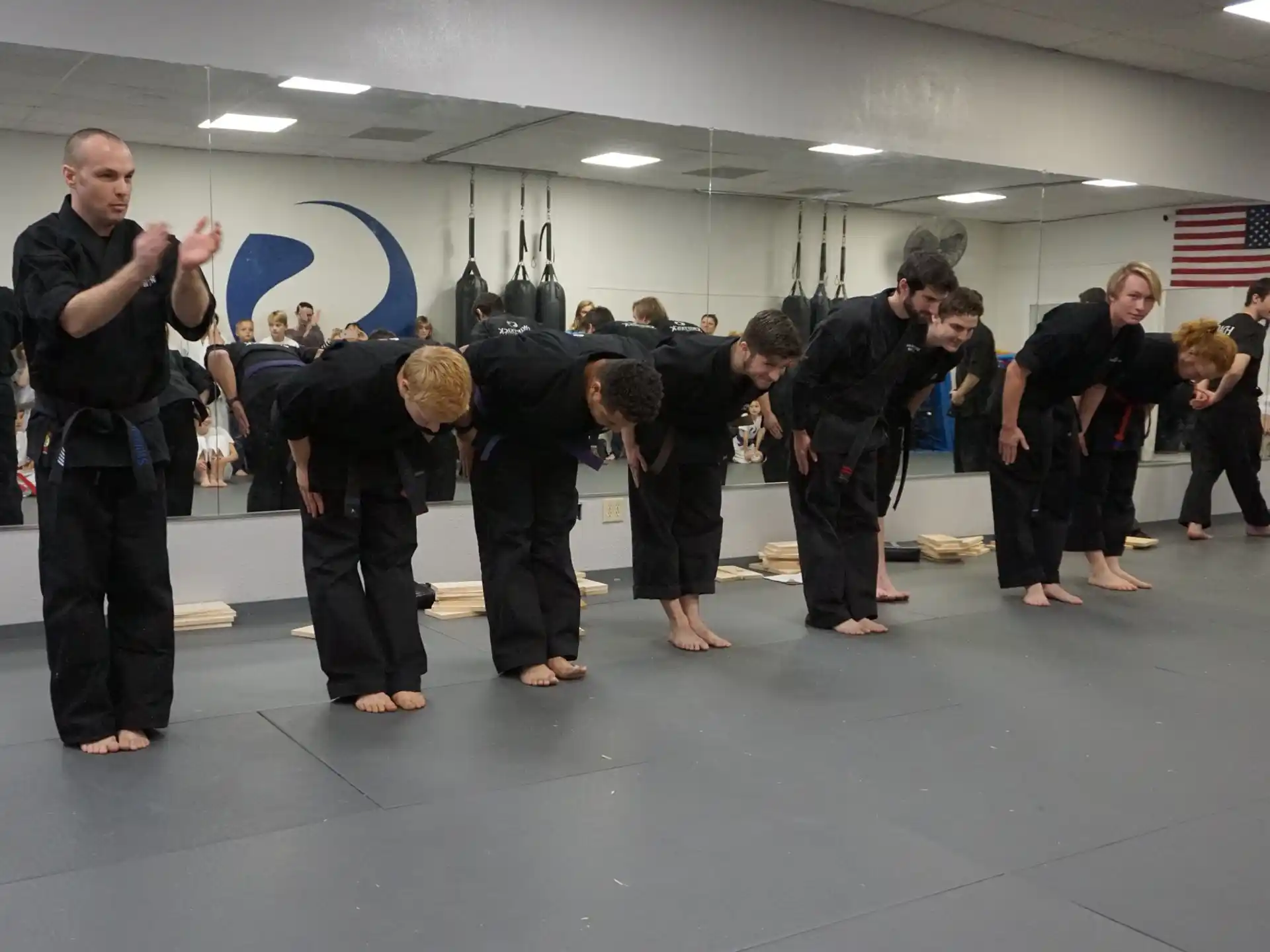 a group of people in a room