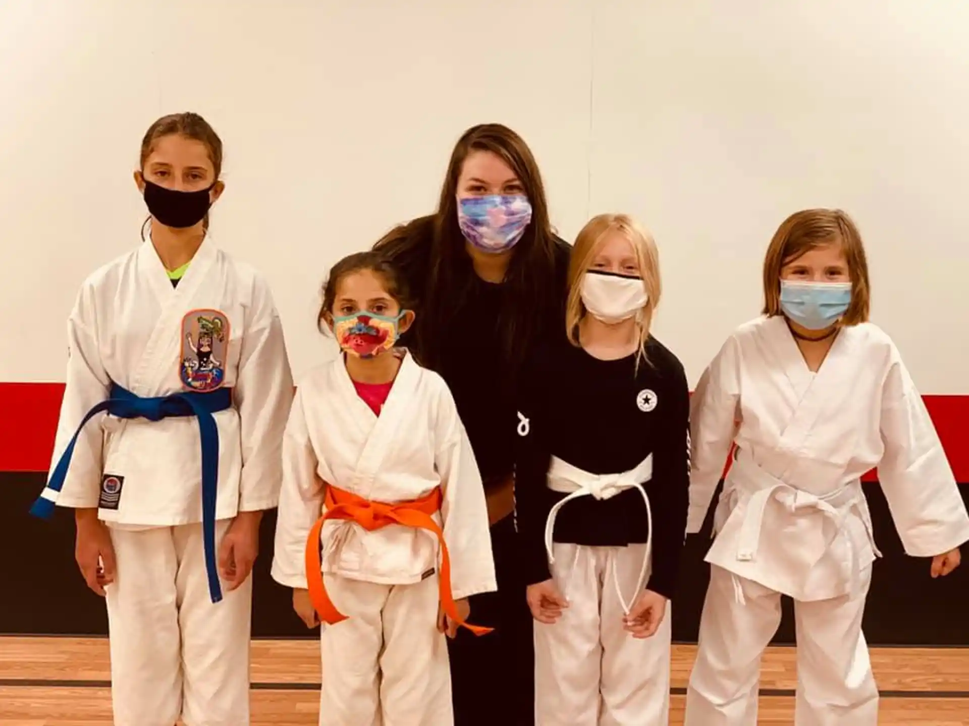 a group of people wearing face masks