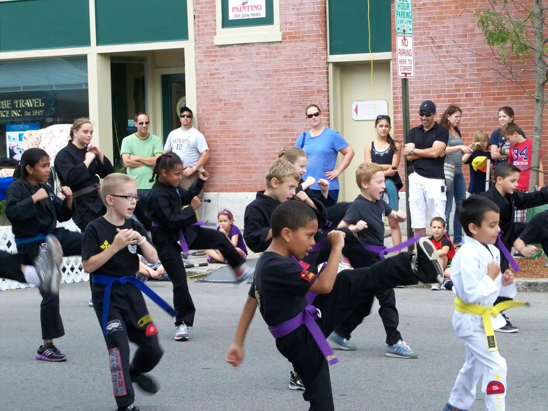 a group of children in a street