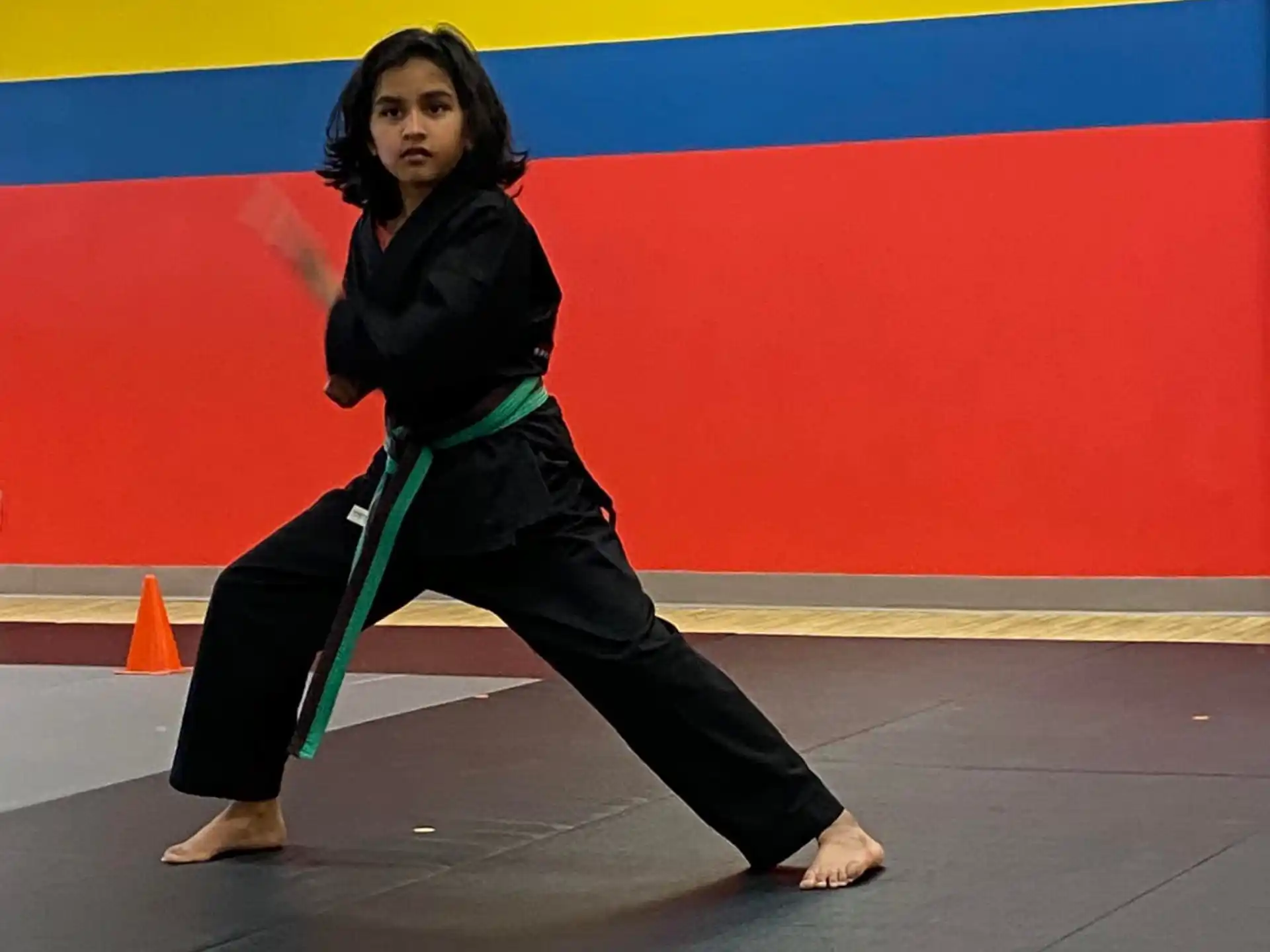 a person in black pants