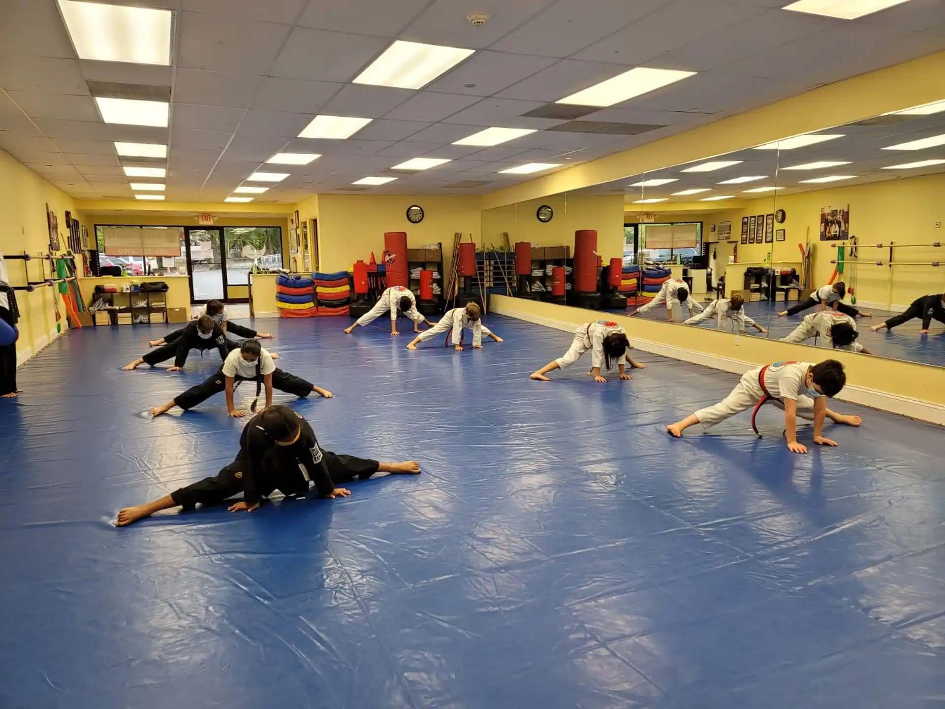 a group of people in a room