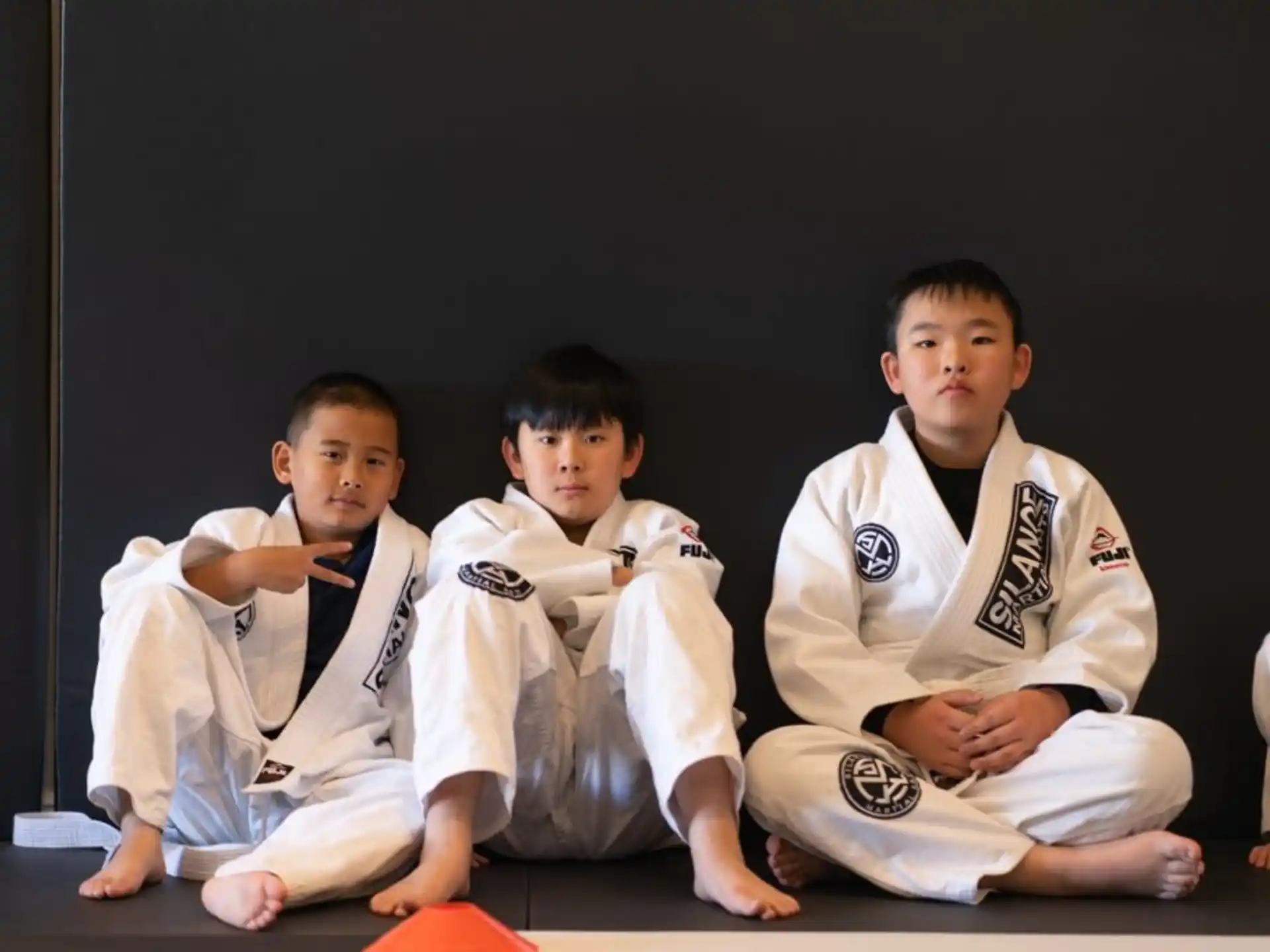 a group of boys in karate uniforms