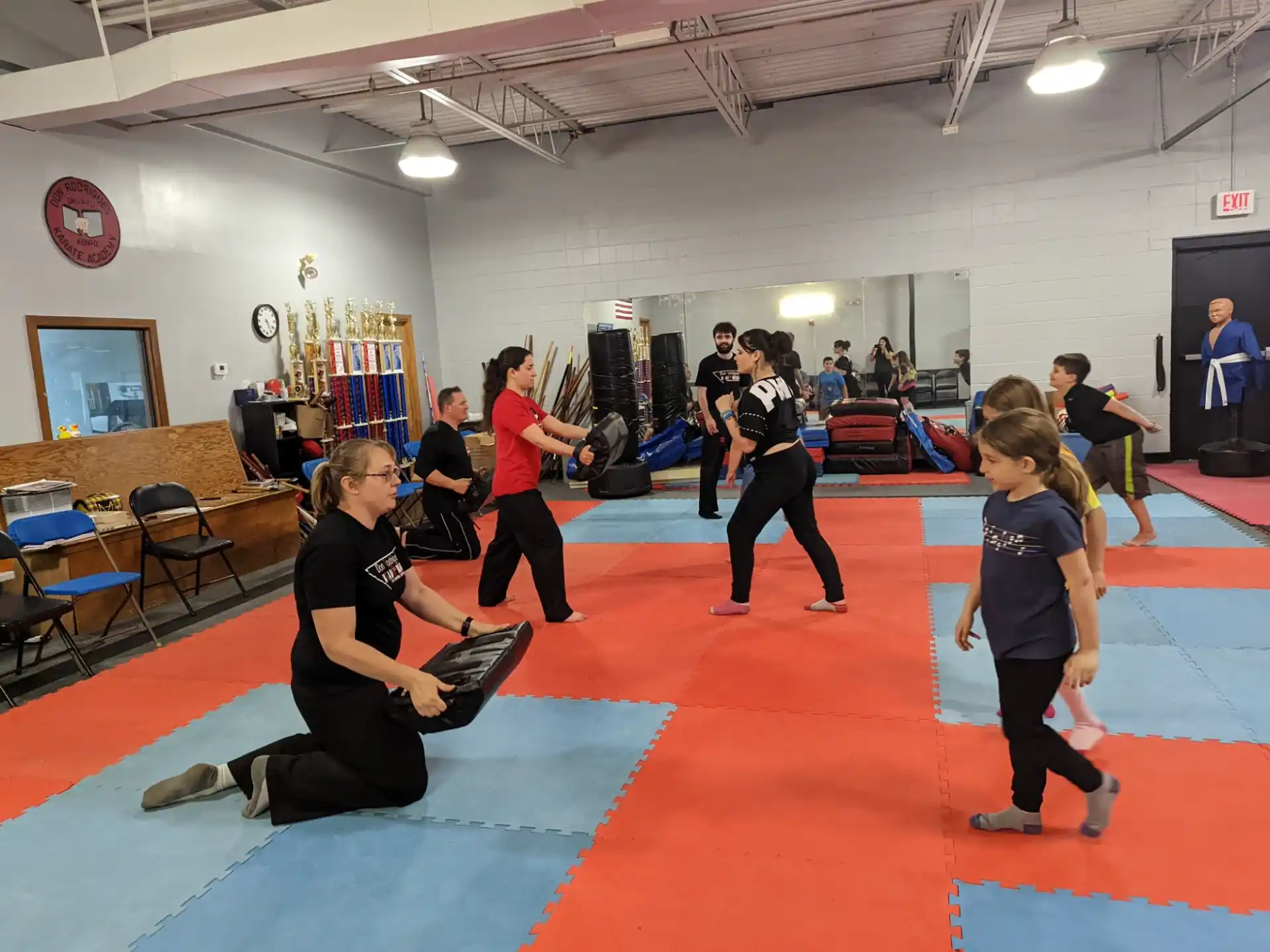 a group of people exercising