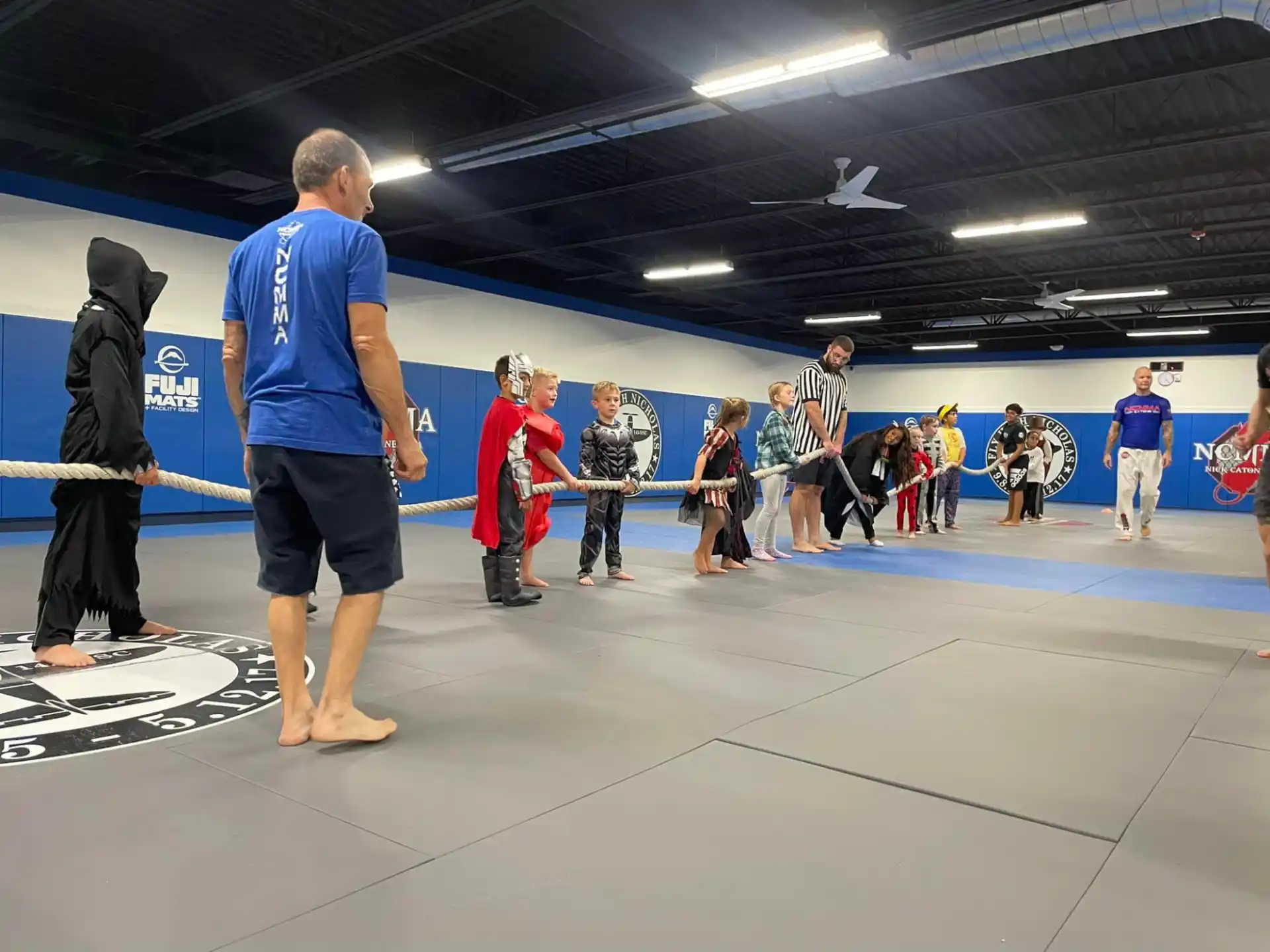 a group of people in a room