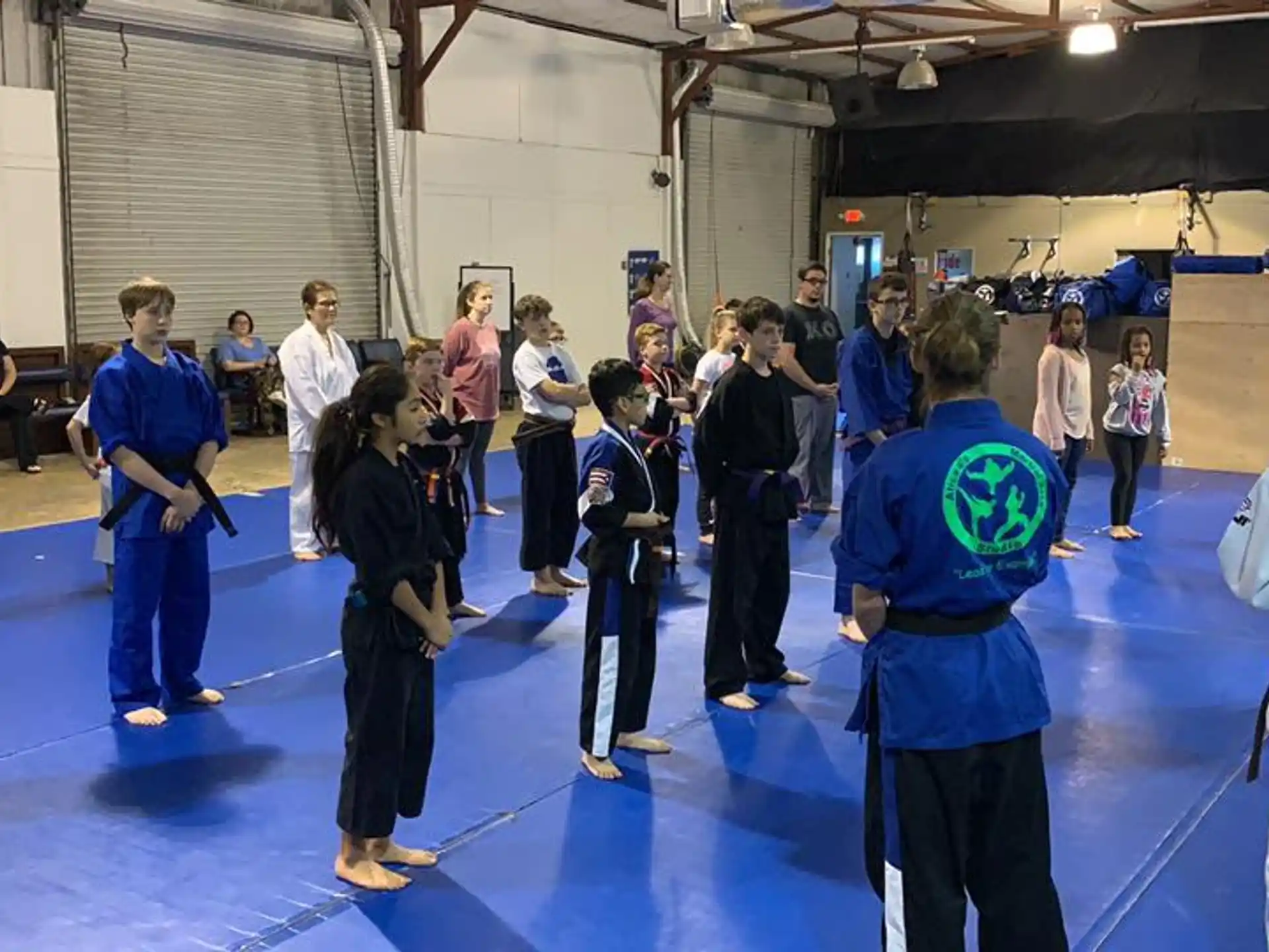 a group of people in a room