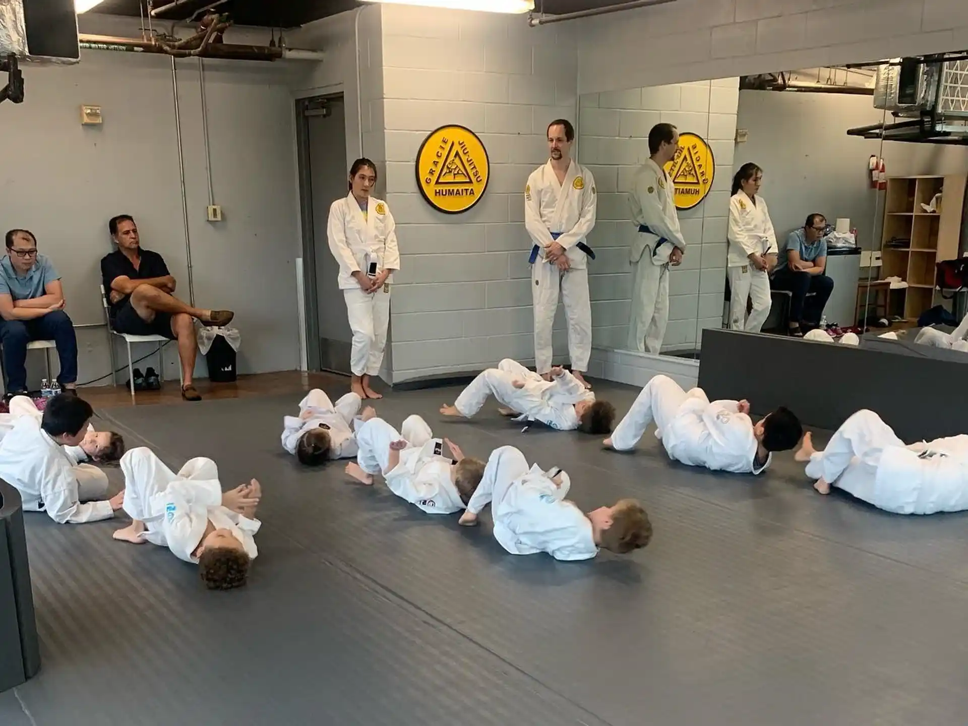 a group of people in a room