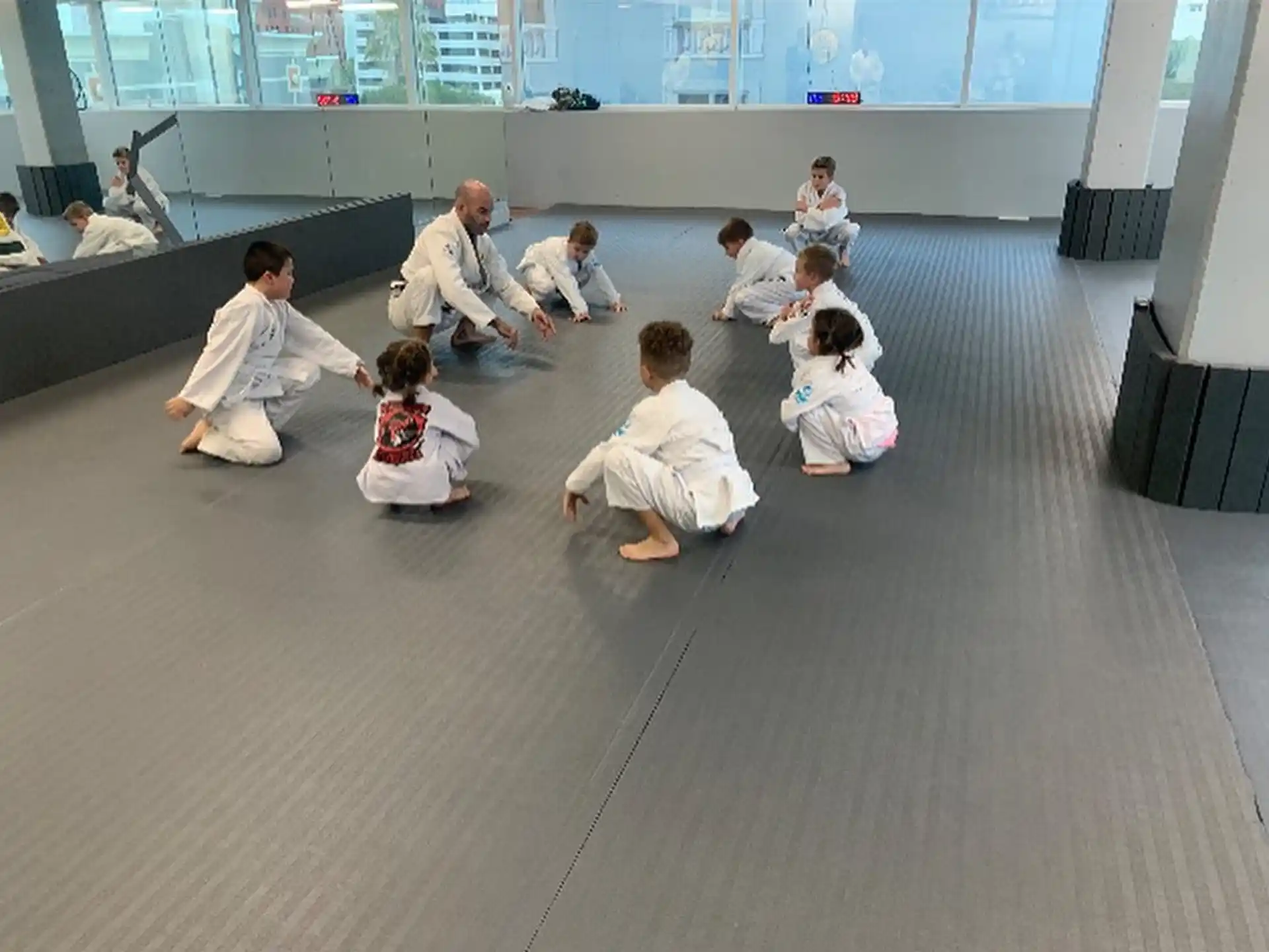 a group of people sitting on the floor