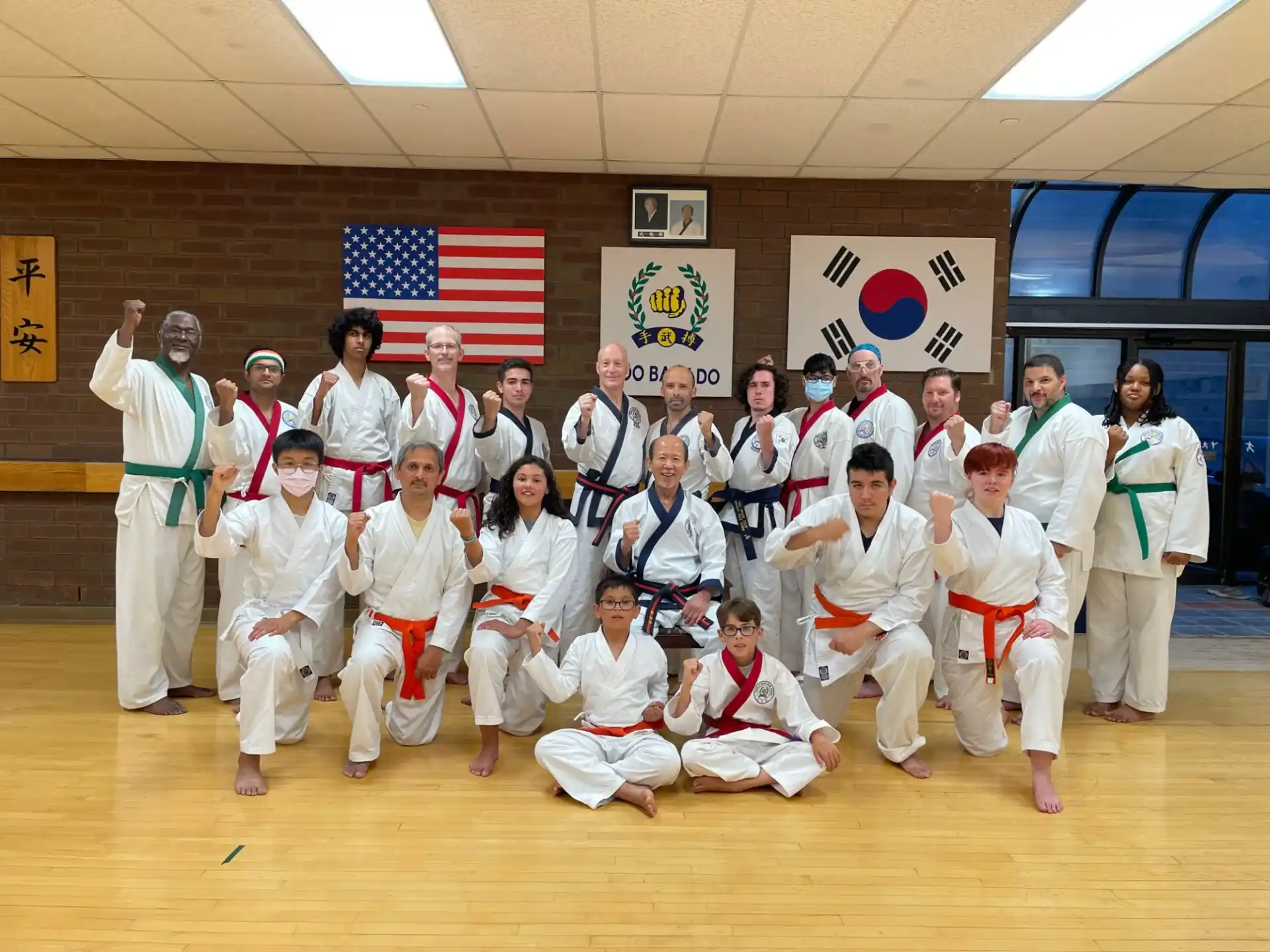 a group of people posing for a photo
