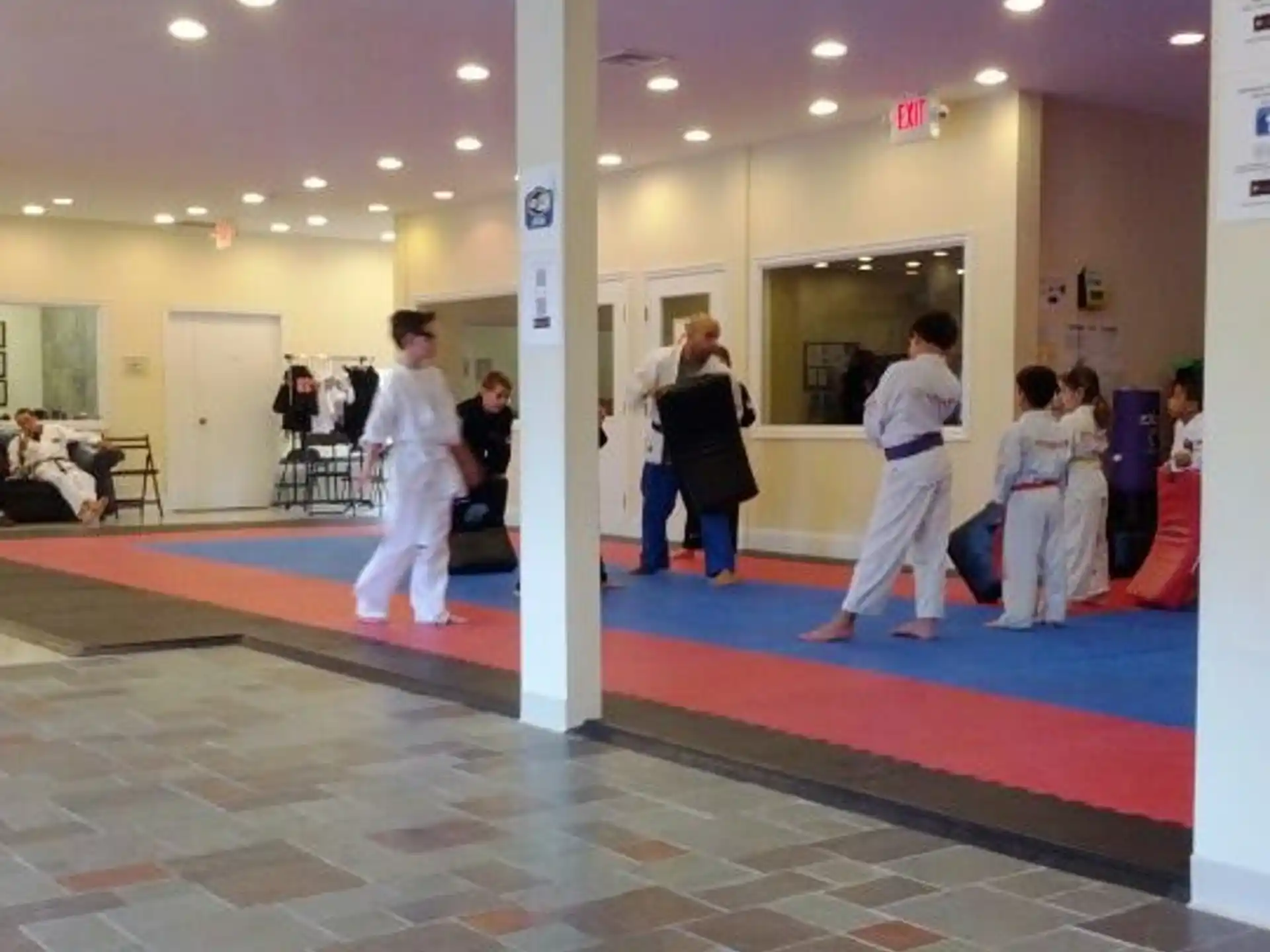 a group of people in a room