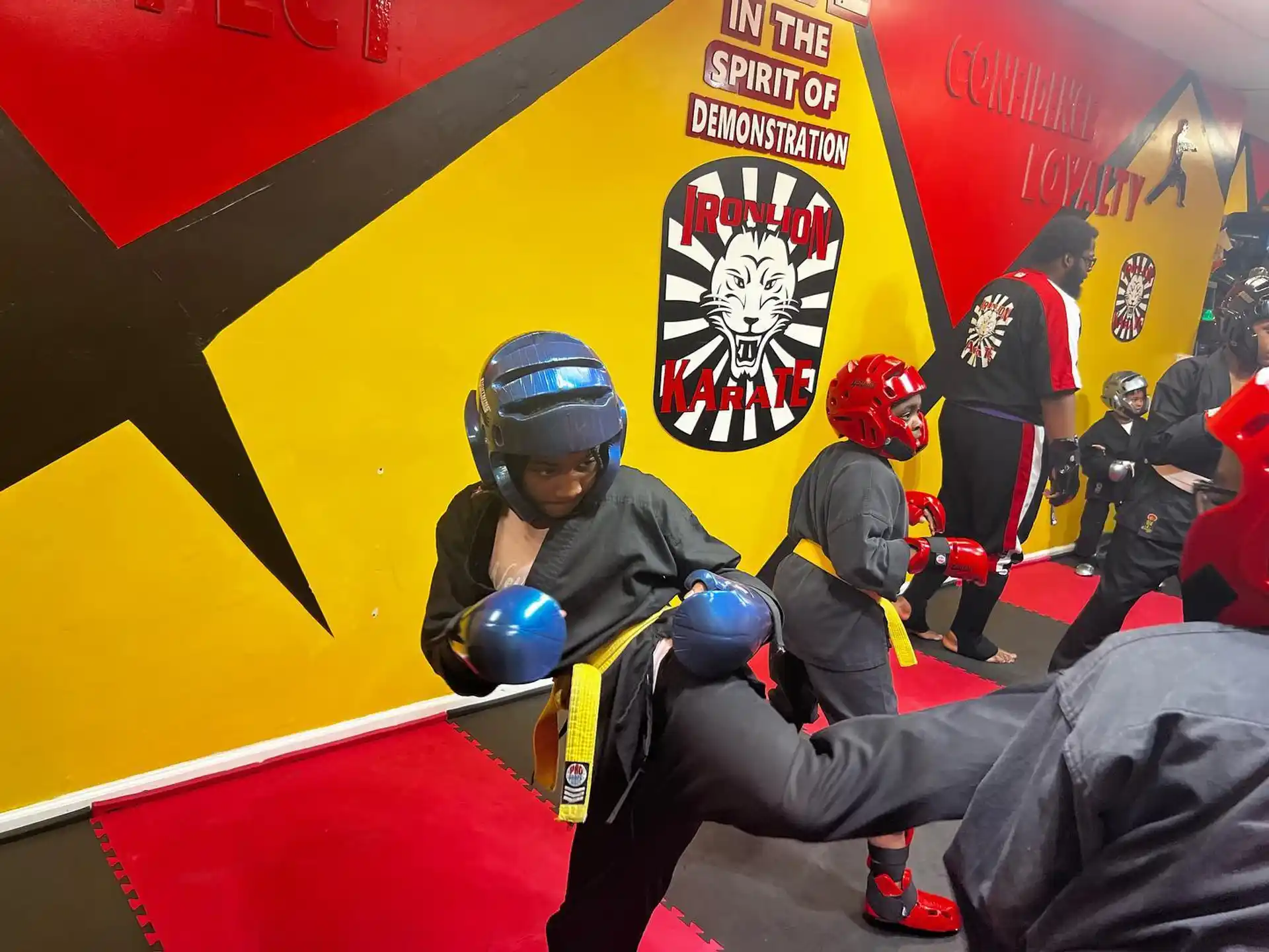 a group of people wearing helmets