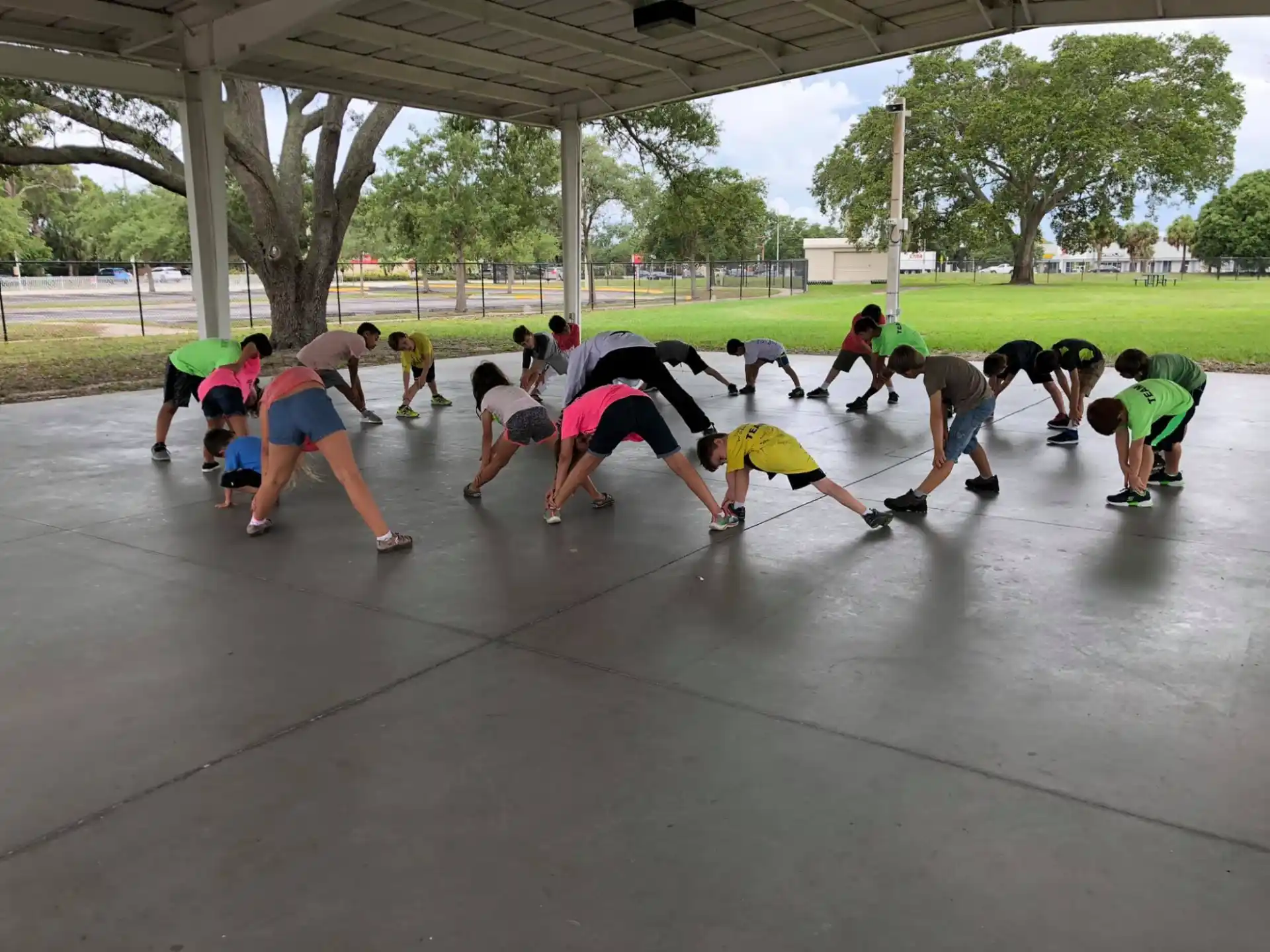 a group of people in a circle