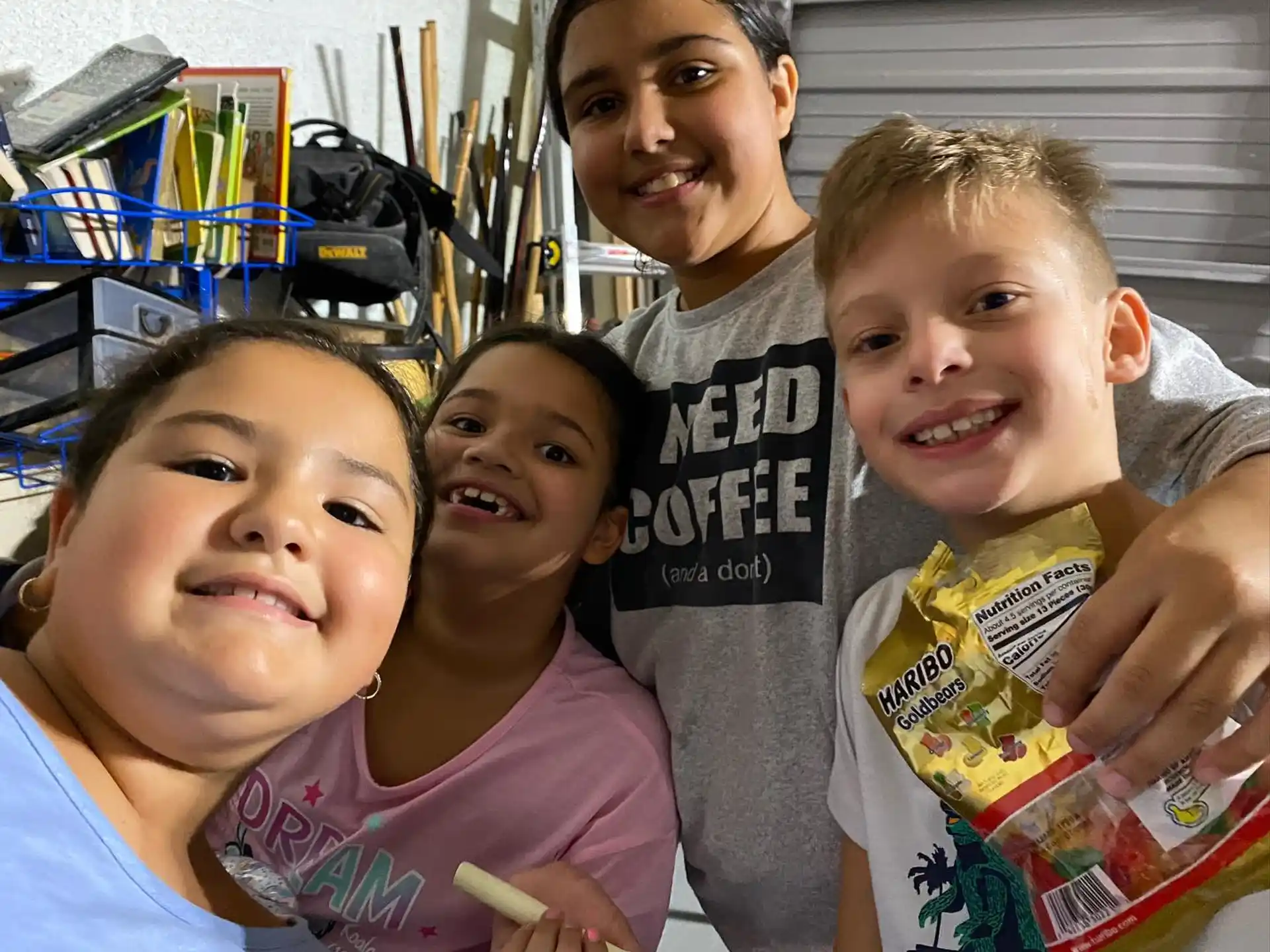 a group of kids smiling