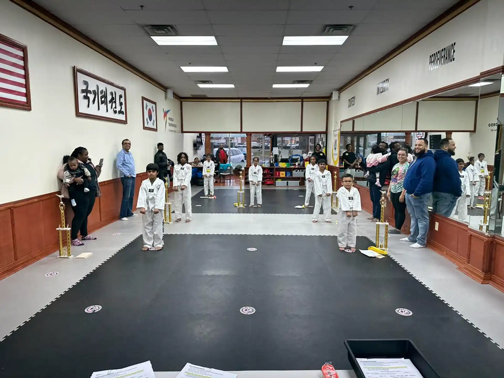 a group of people in a room