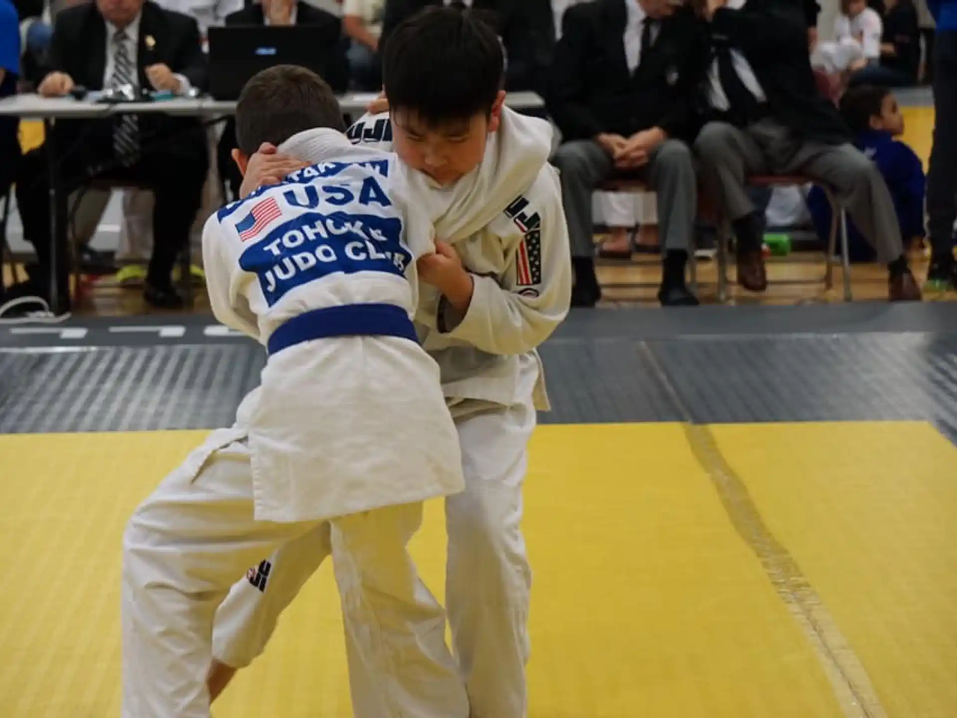 two people in karate uniforms