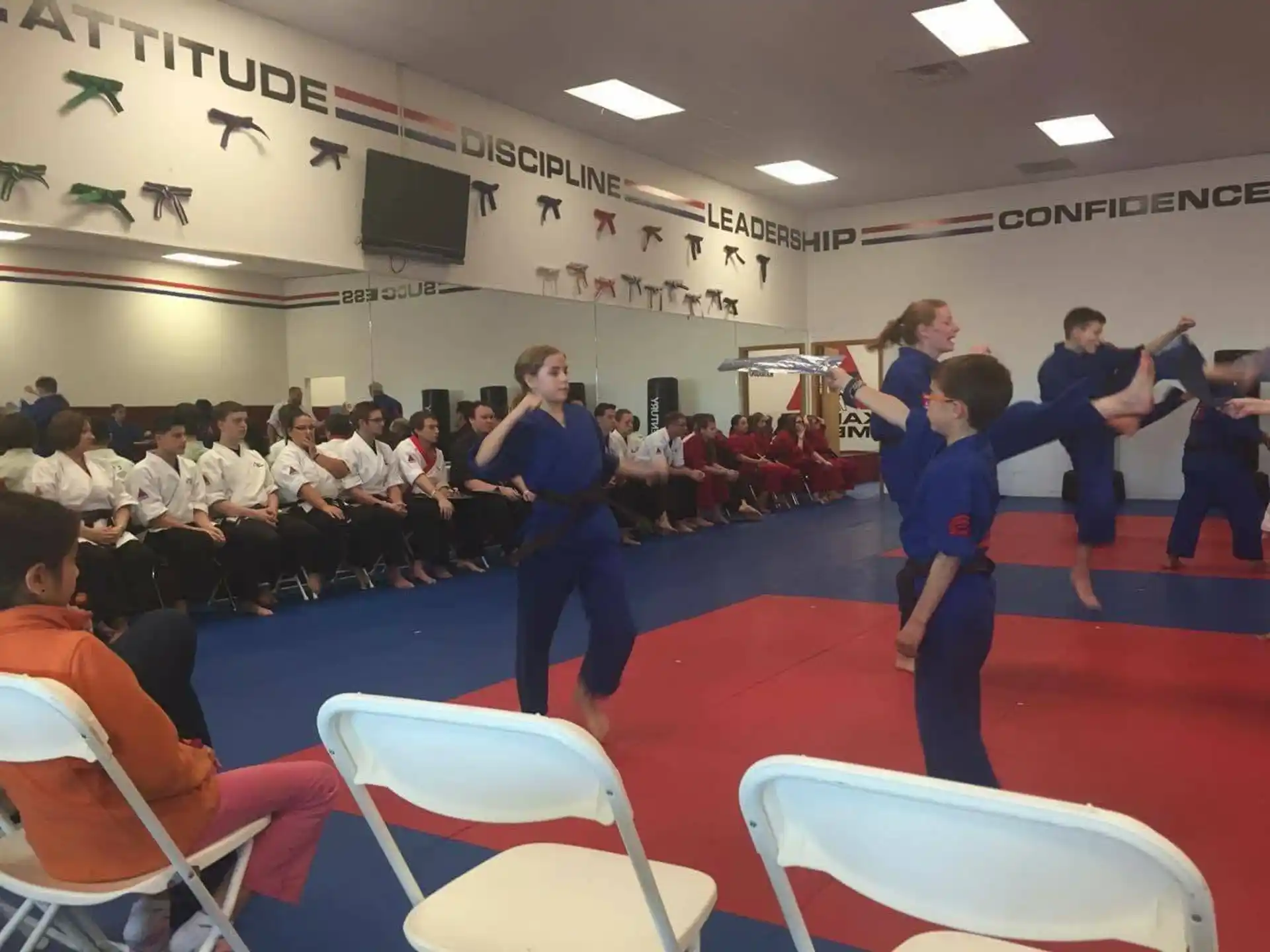 a group of people in a room