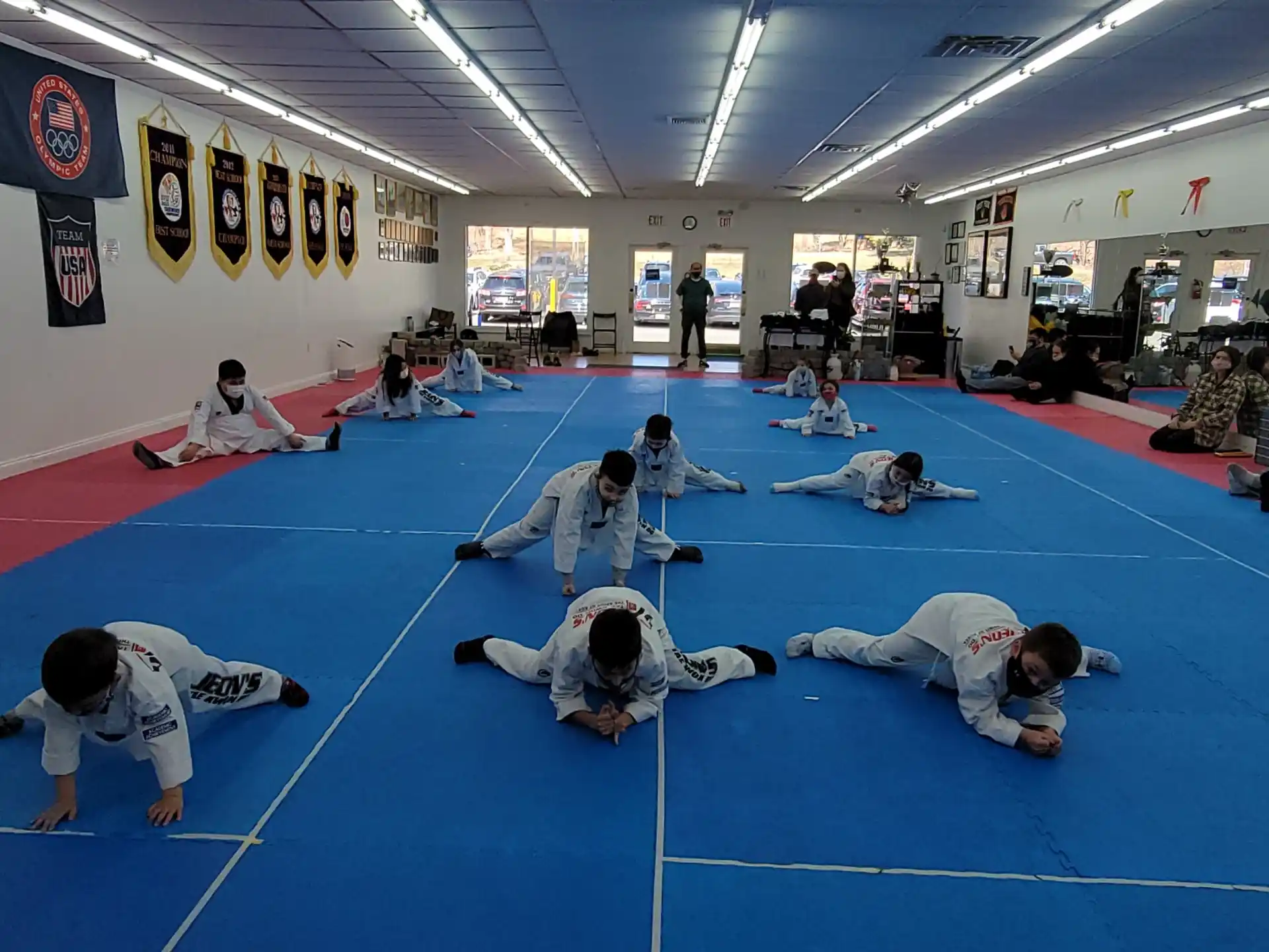 a group of people in a room