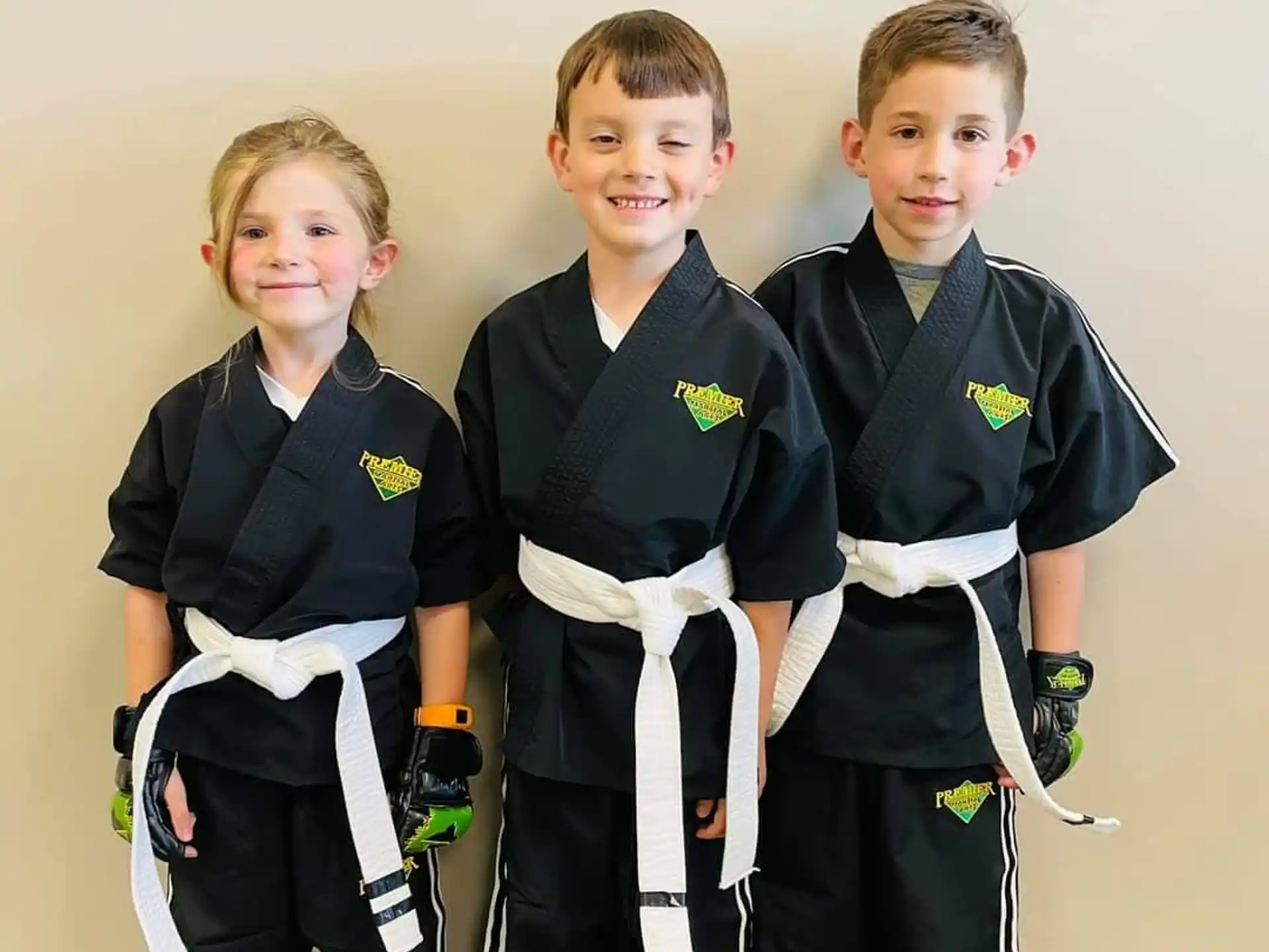 a group of boys in karate uniforms