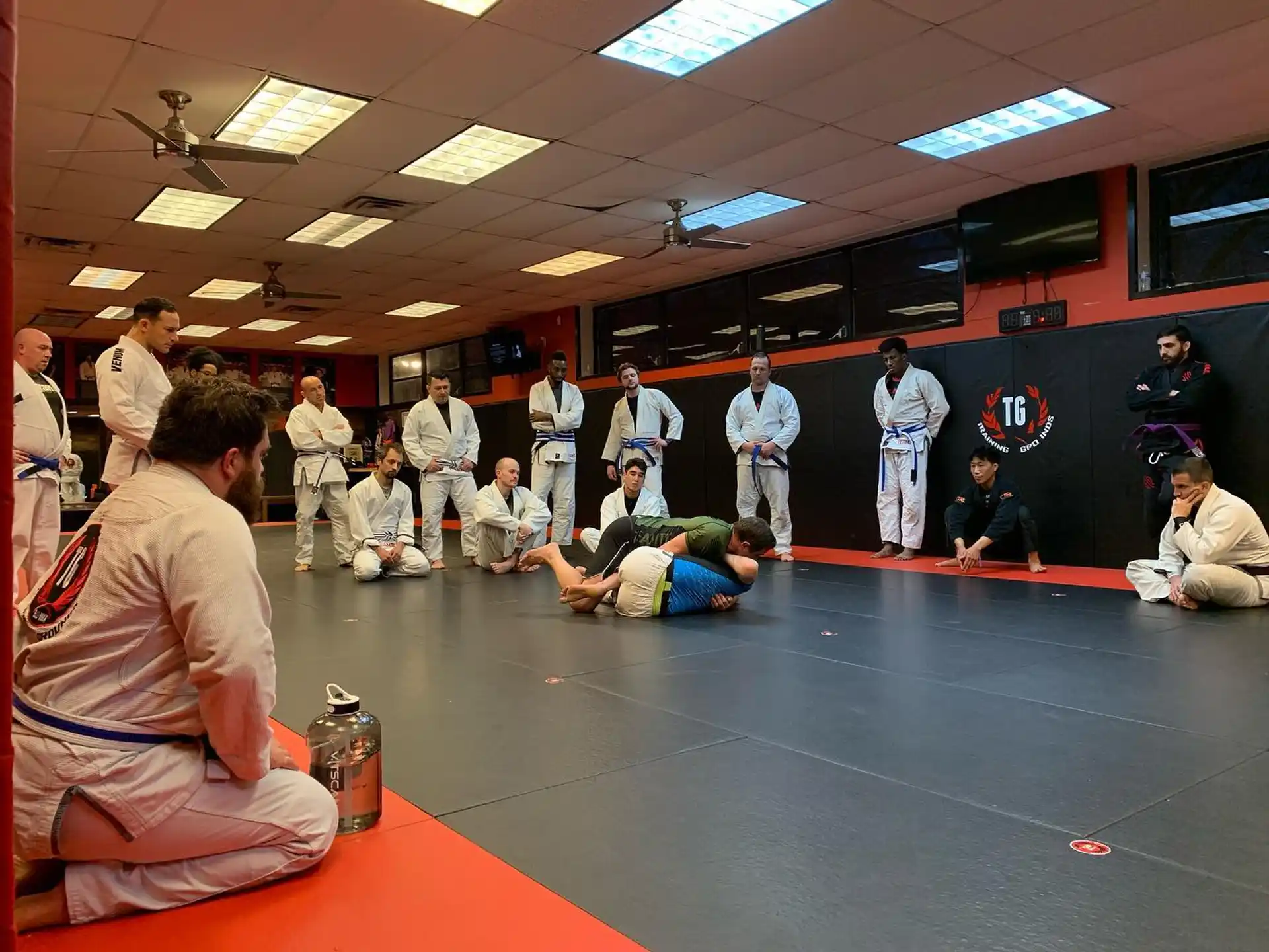 a group of people in a room