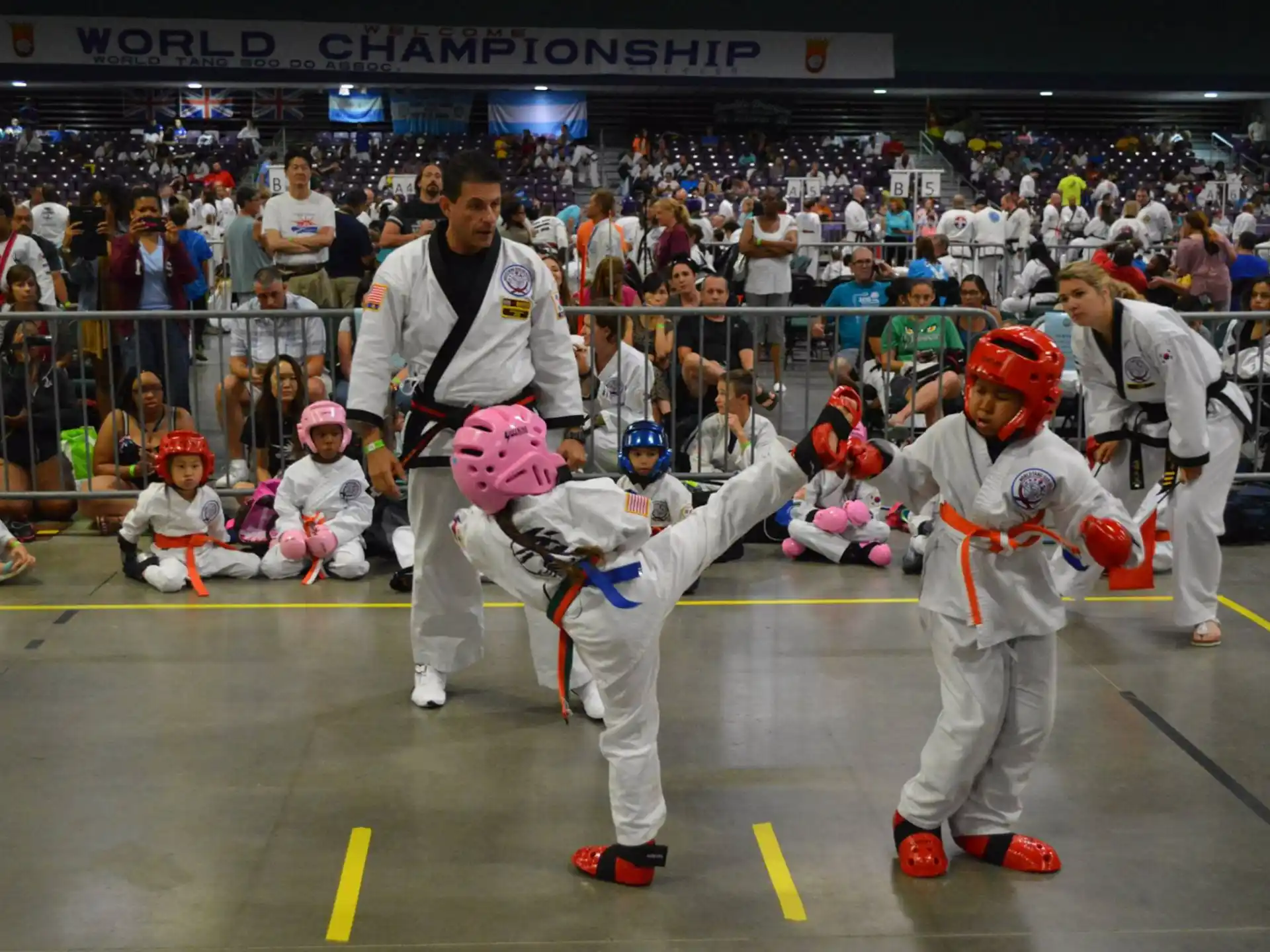 a group of people in a ring