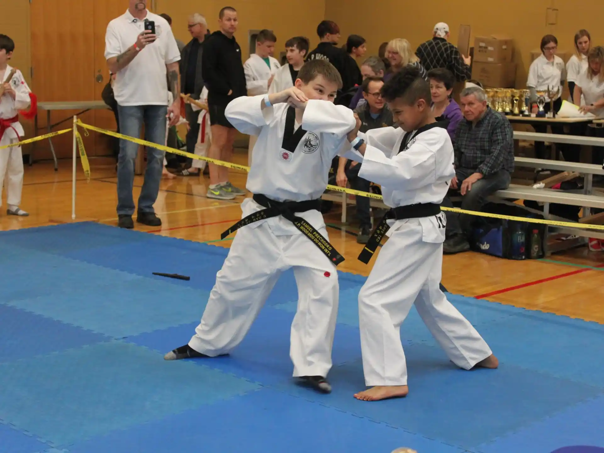 two people in karate uniforms