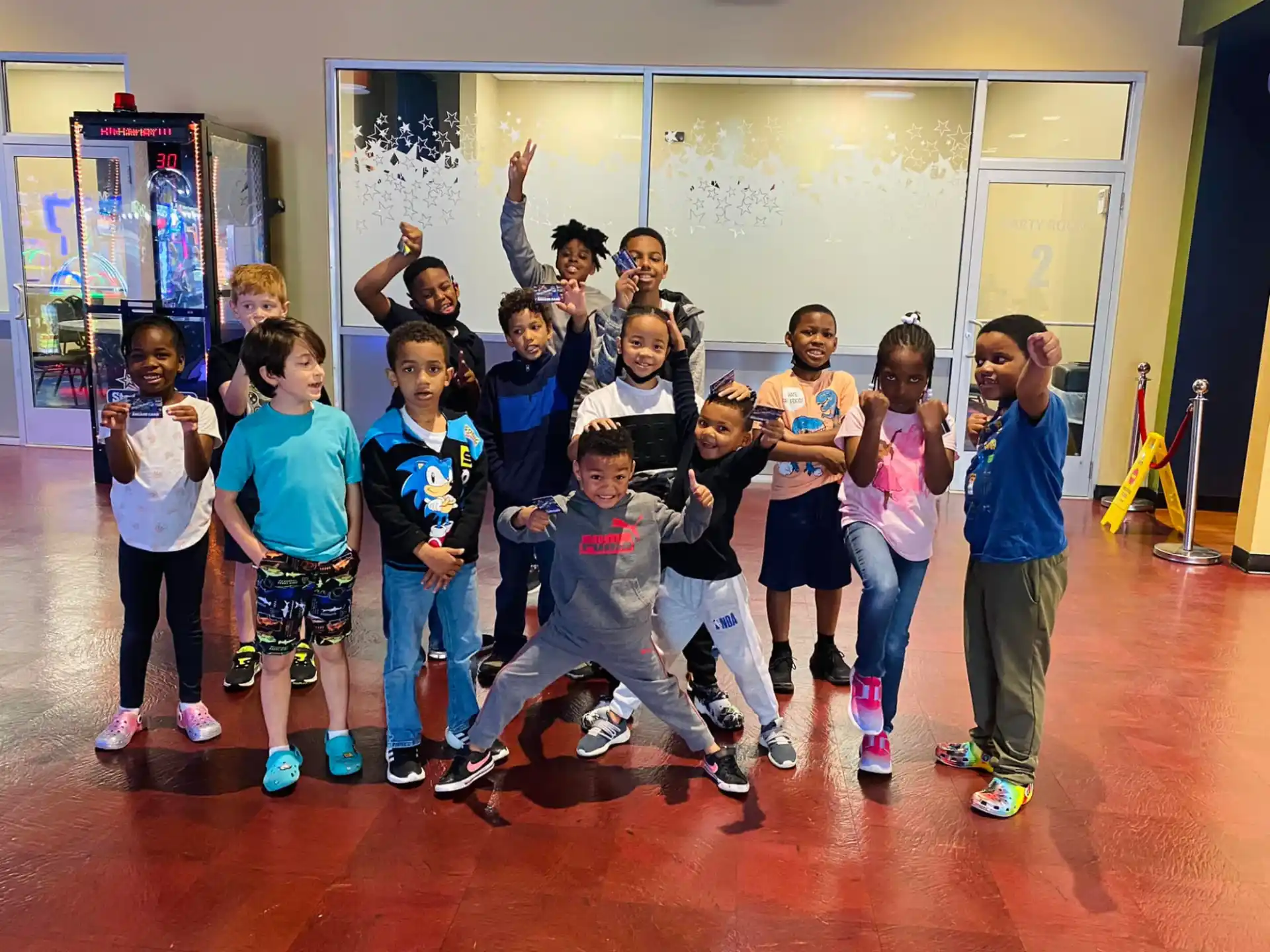 a group of children posing for a photo