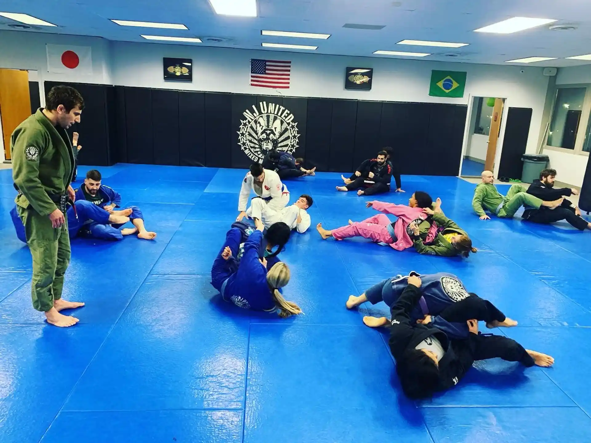 a group of people in a room