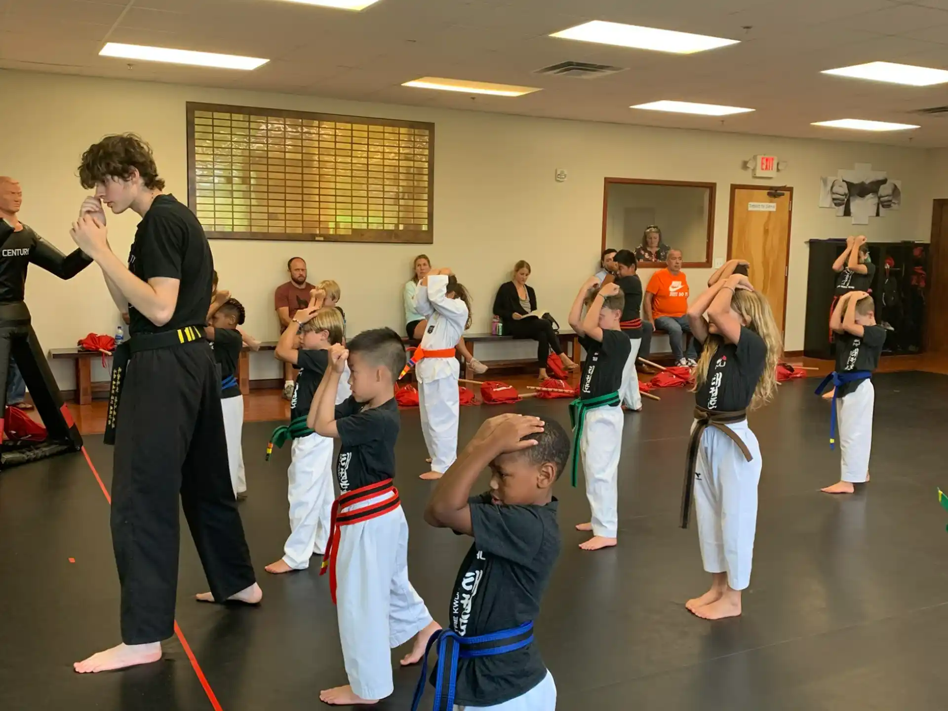 a group of people in a room