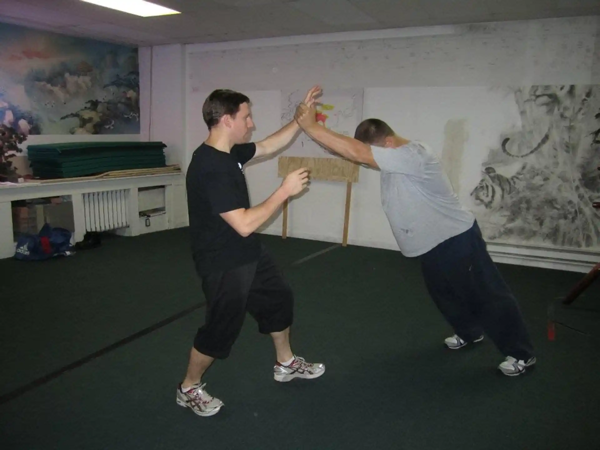 a man and a woman exercising