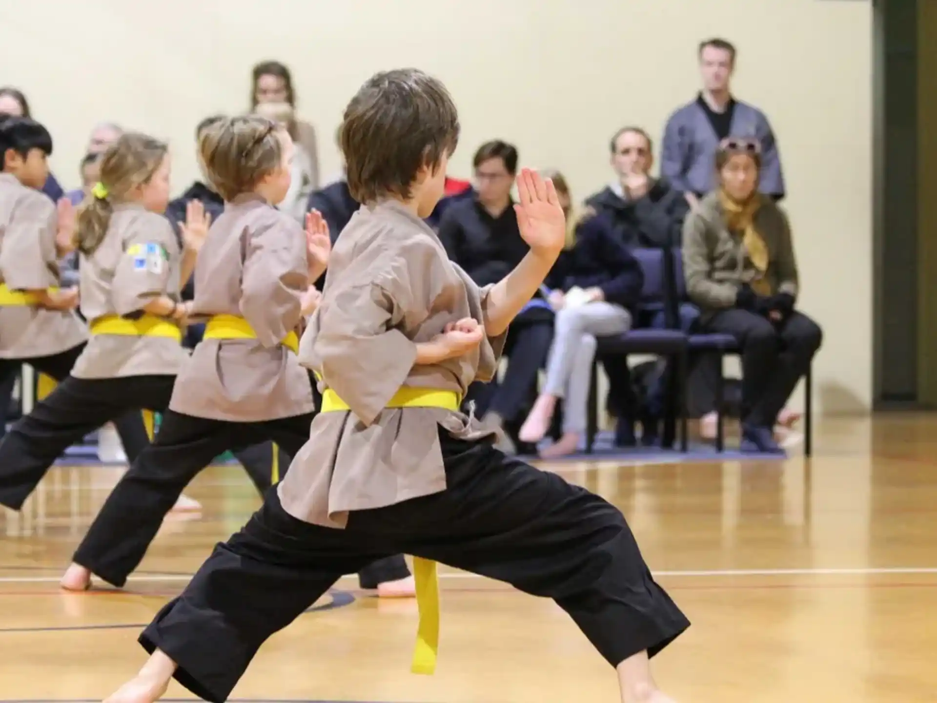 a group of children in a gym