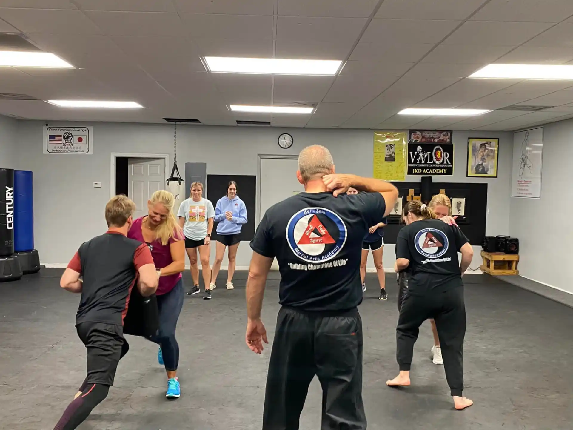 a group of people in a room