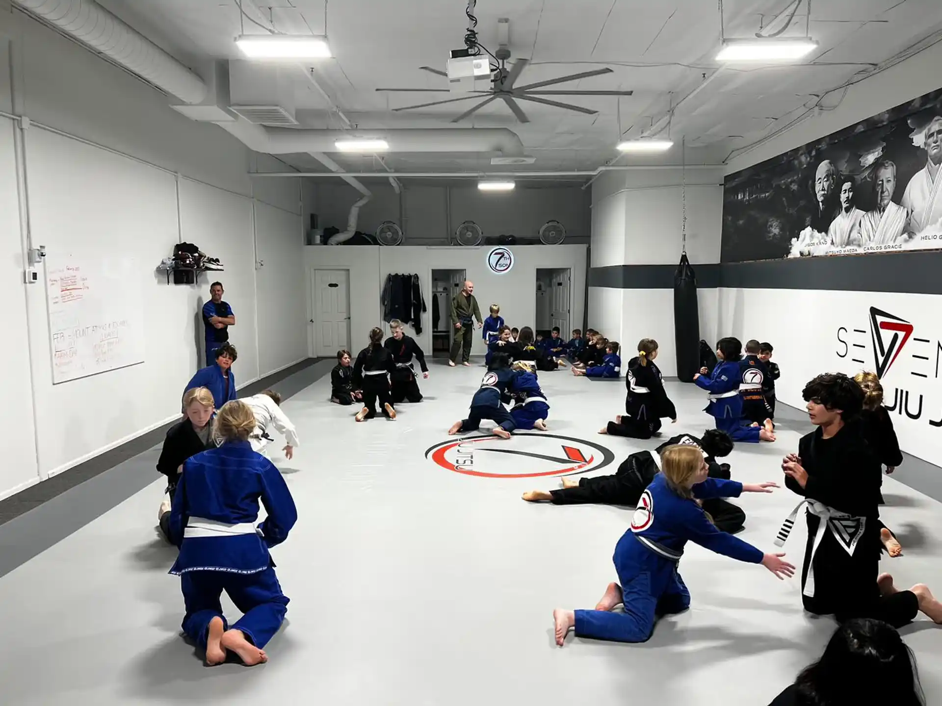 a group of people in a room