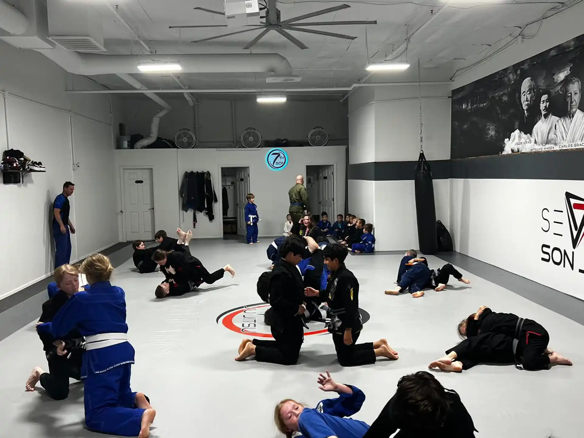 a group of people in a room
