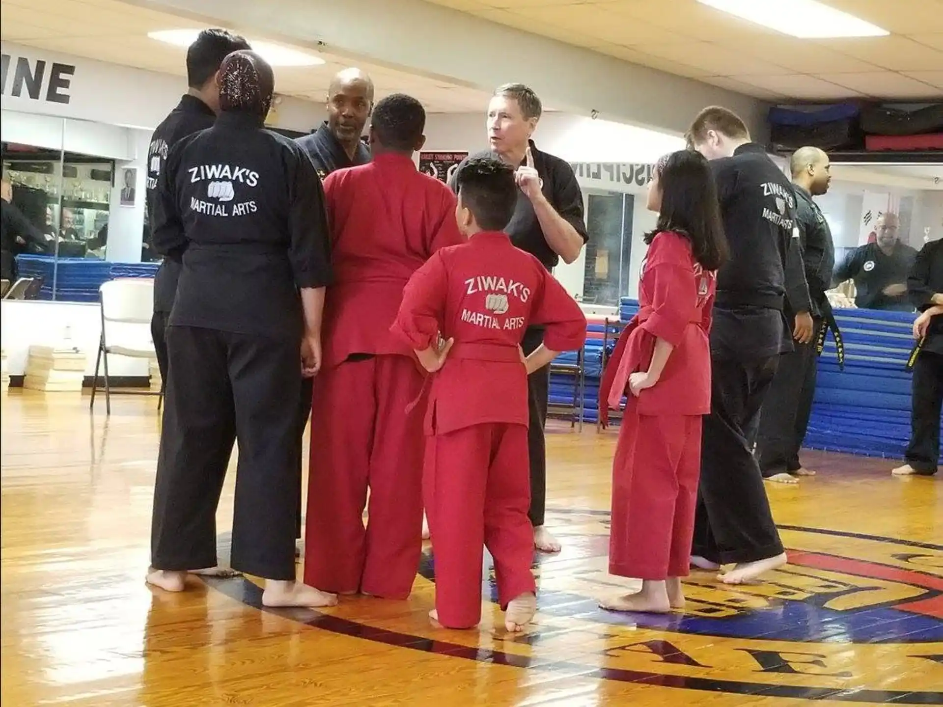 a group of people in a room