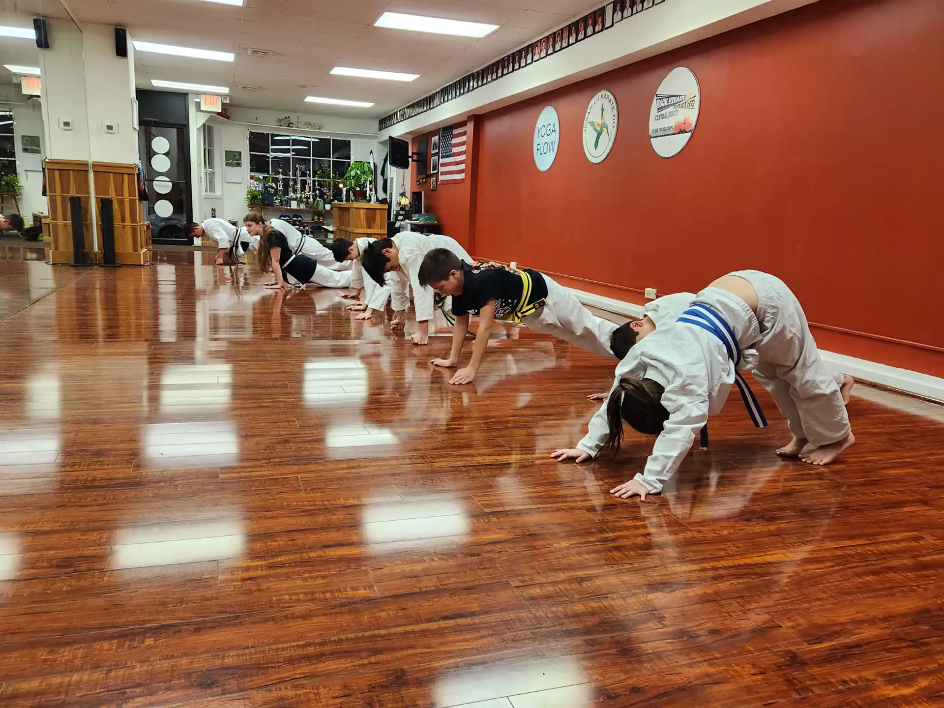 a group of people doing martial arts