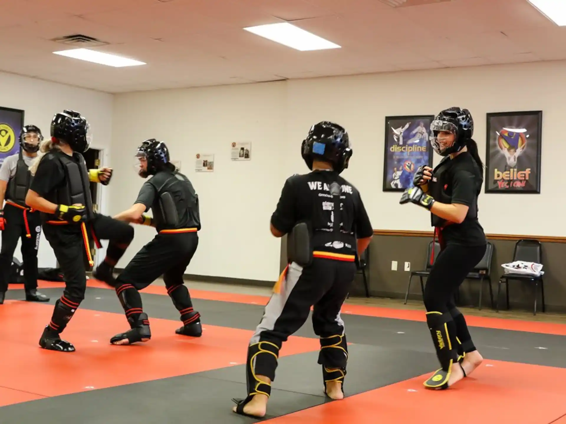 a group of people wearing helmets