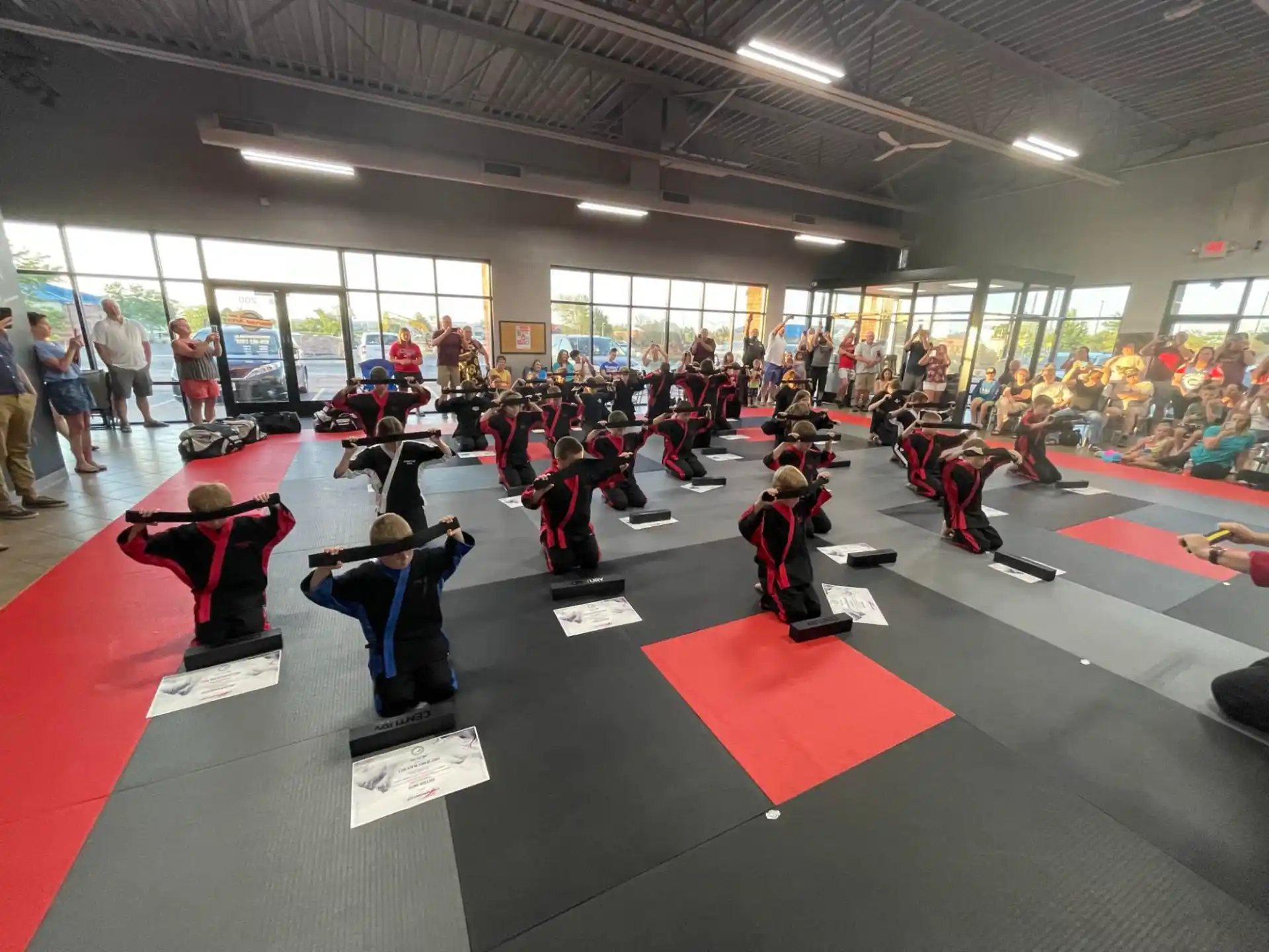 a group of people doing martial arts