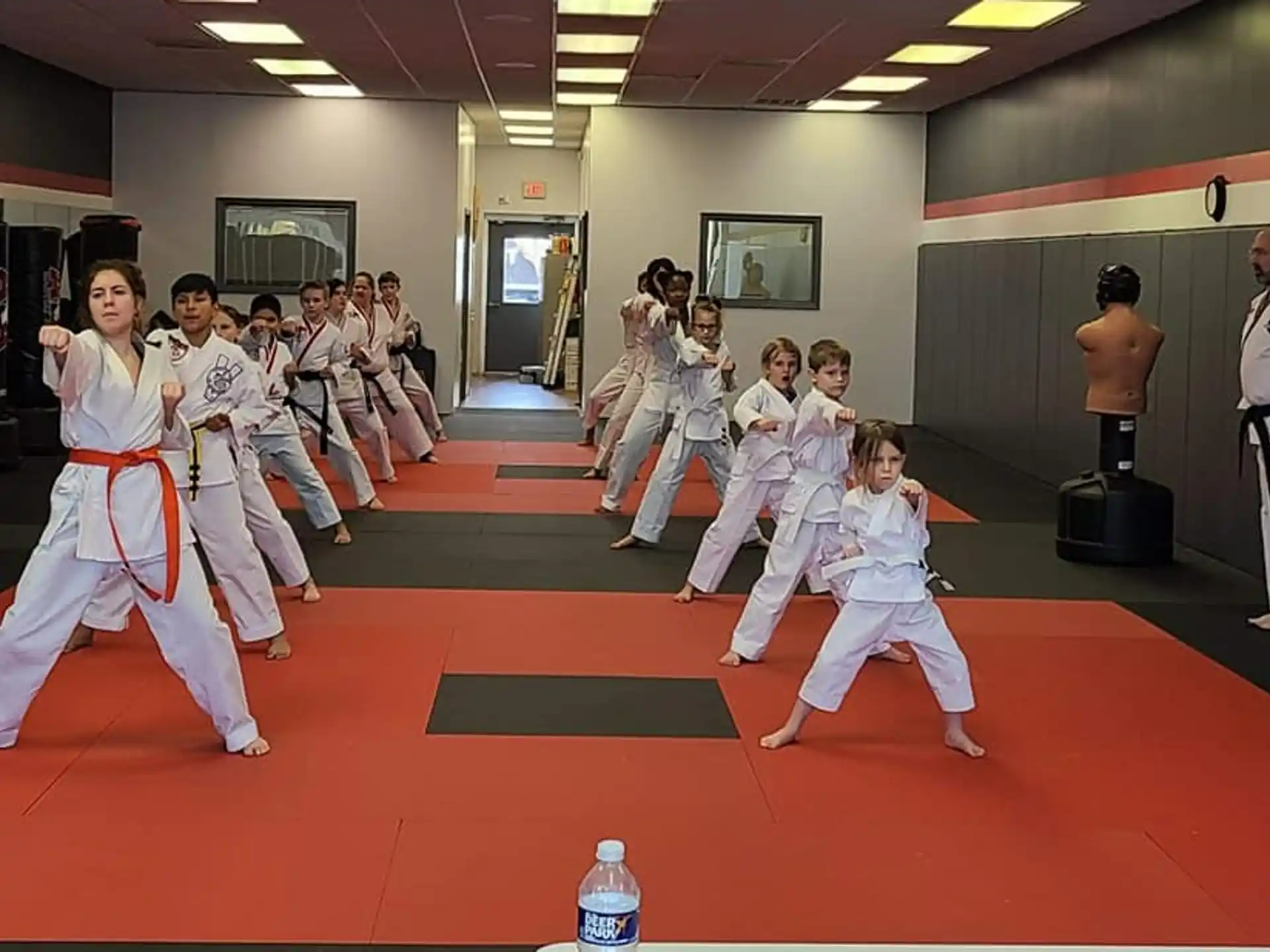 a group of people in karate uniforms