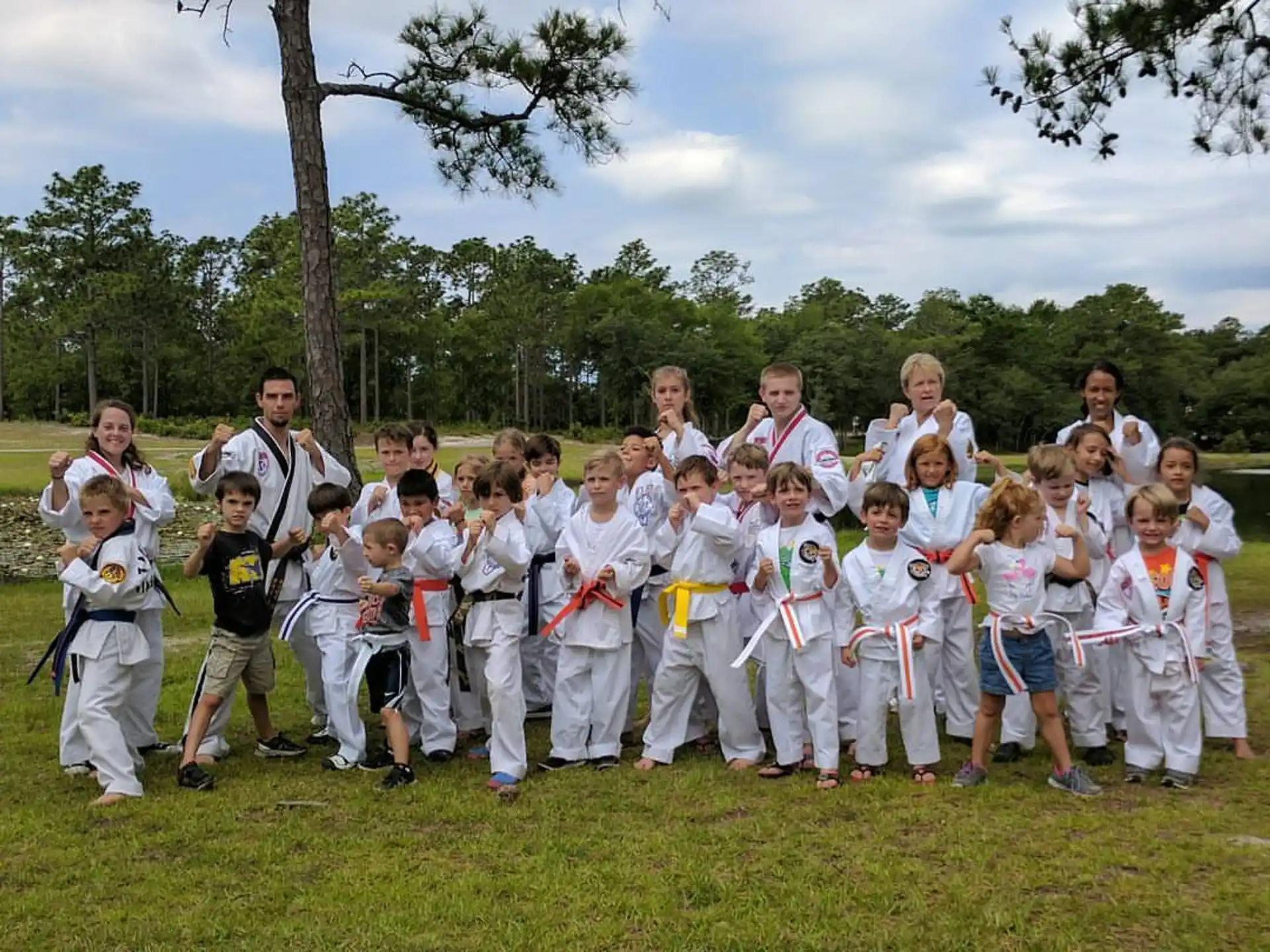 a group of people posing for a photo