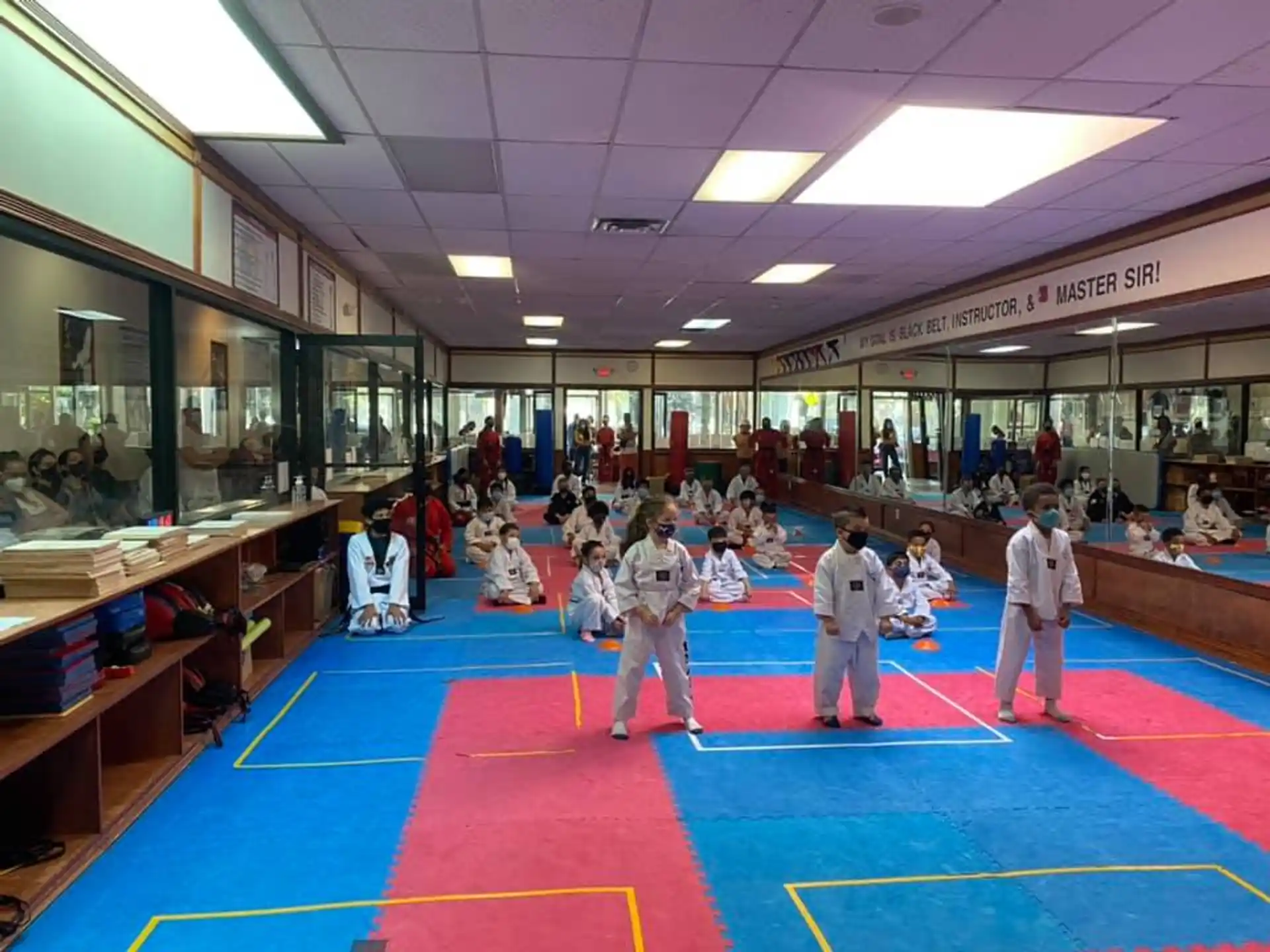 a group of people in a room