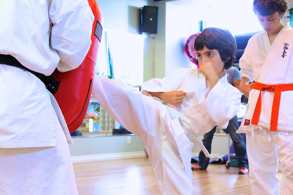 a group of people in karate uniforms