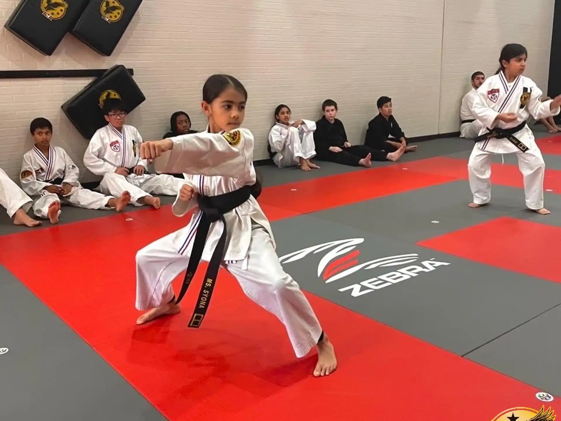 a group of people in karate uniforms