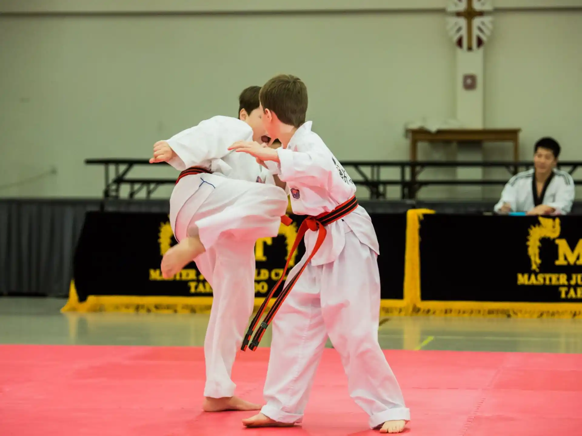 two people in karate uniforms