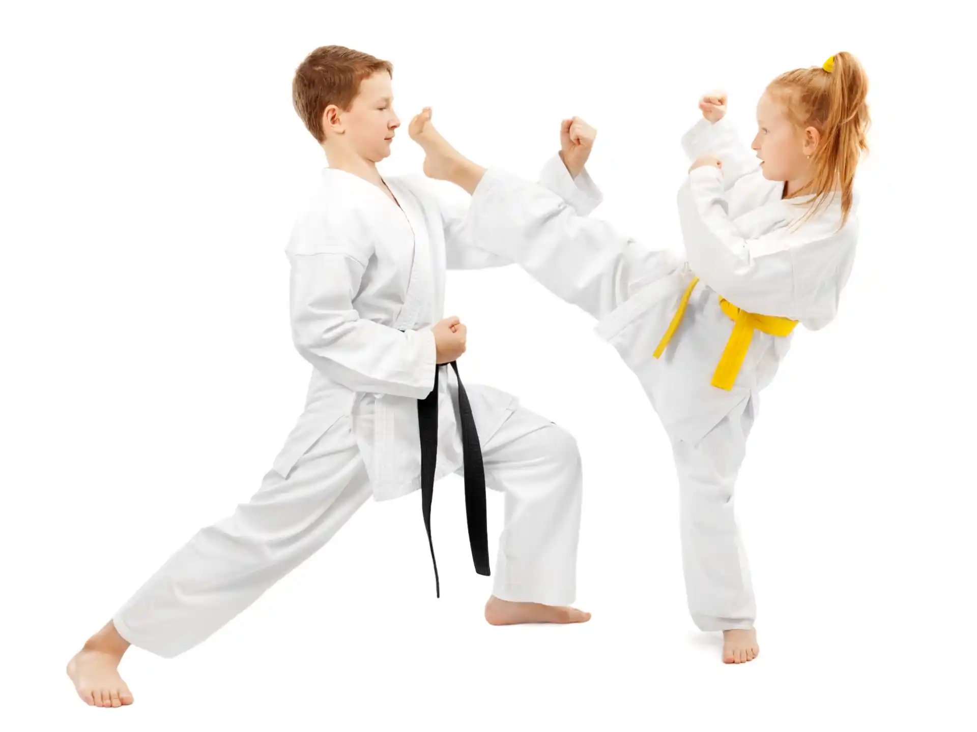 a man and a woman in karate uniforms